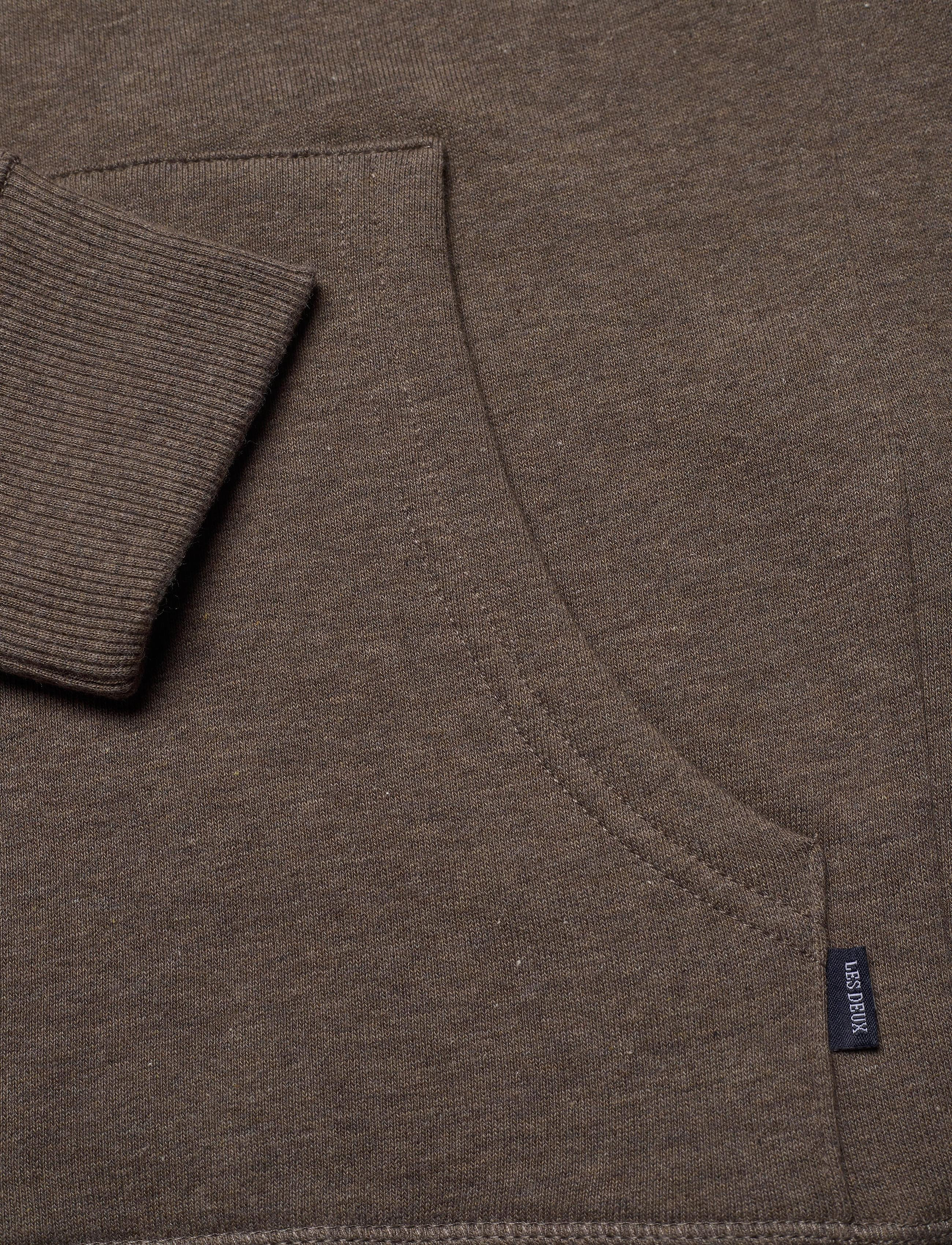 Les Deux - Piece Hoodie - brown melange/dark green-light grey - 3