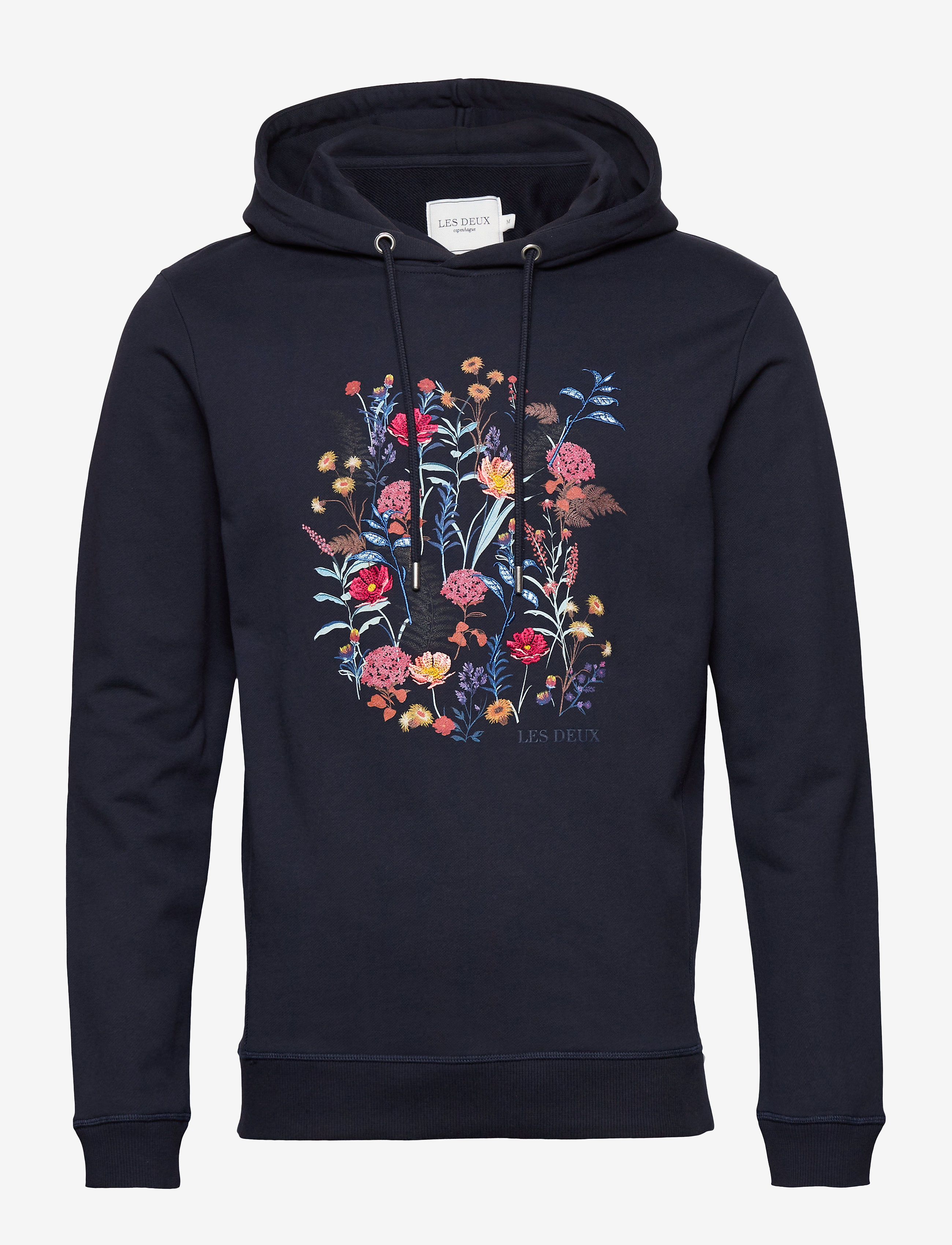 Les Deux - Fleur D'été Hoodie - dark navy/dark papaya flower pattern - 0