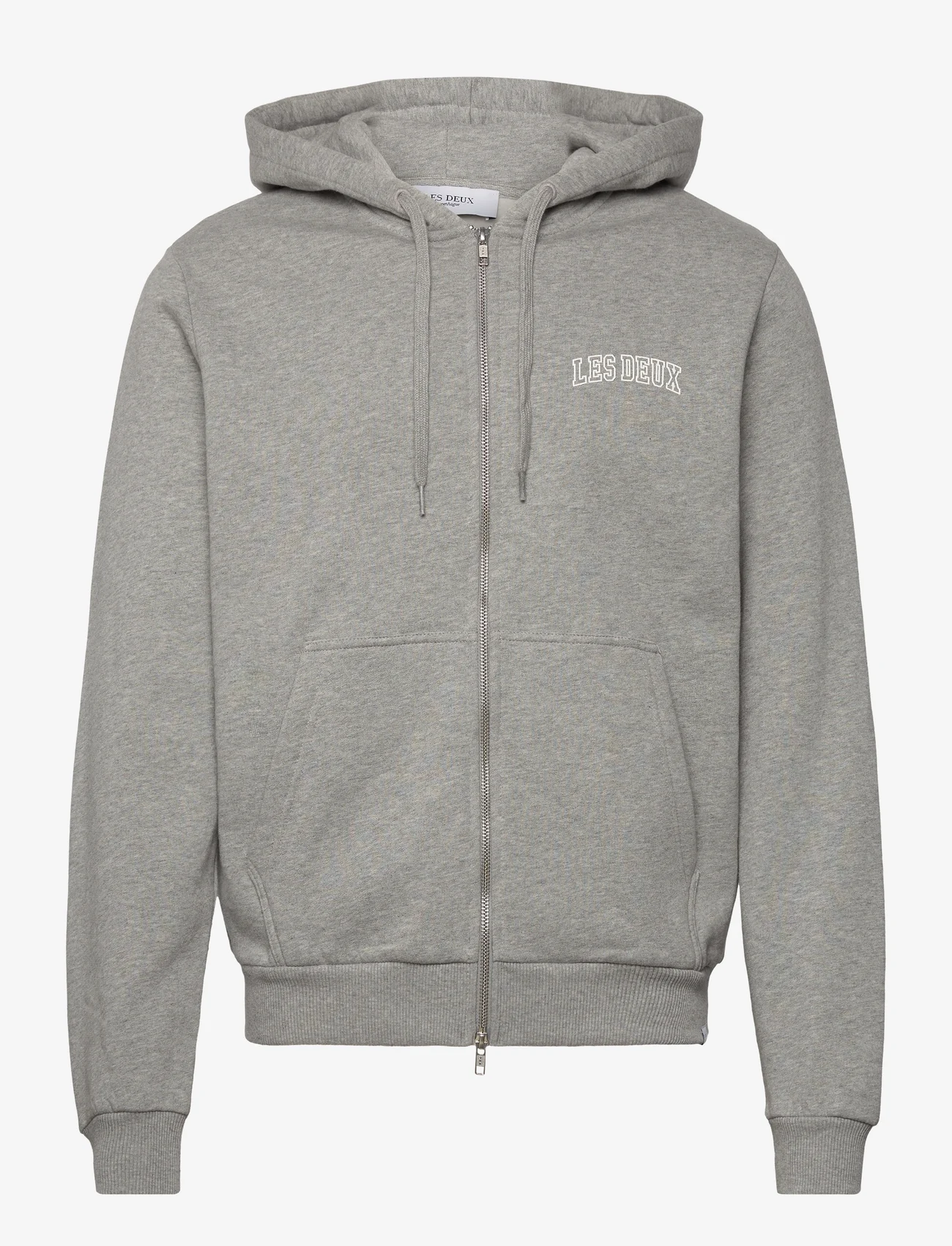 Les Deux - Blake Zipper Hoodie - hoodies - grey melange/white - 0