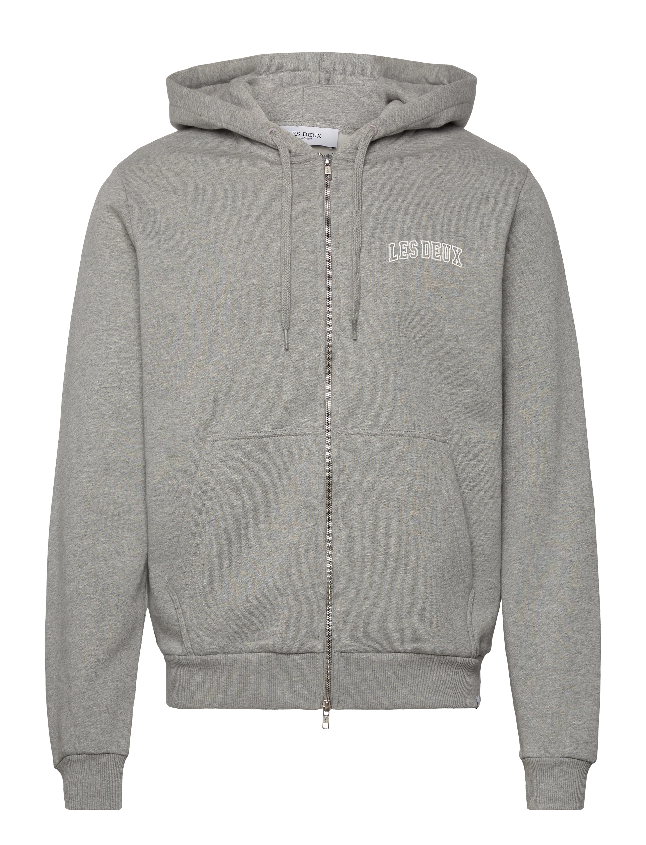 Blake Zipper Hoodie - GREY MELANGE/WHITE
