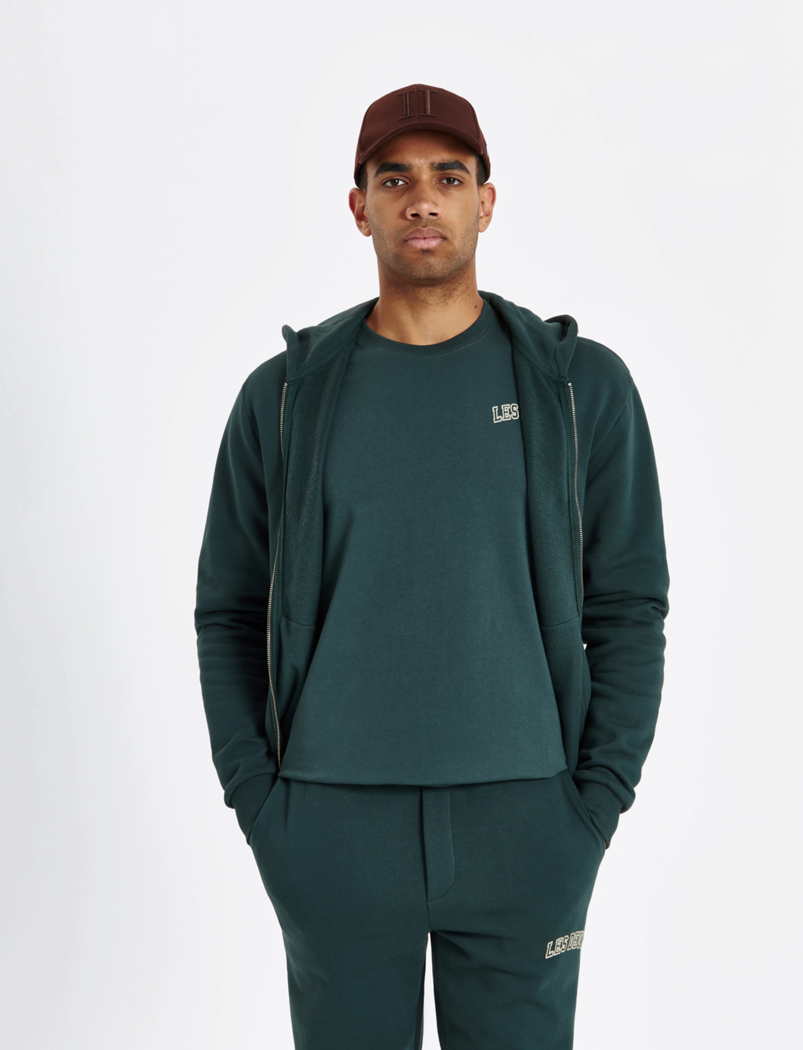 Les Deux - Blake Zipper Hoodie - pine green/dark sand - 2