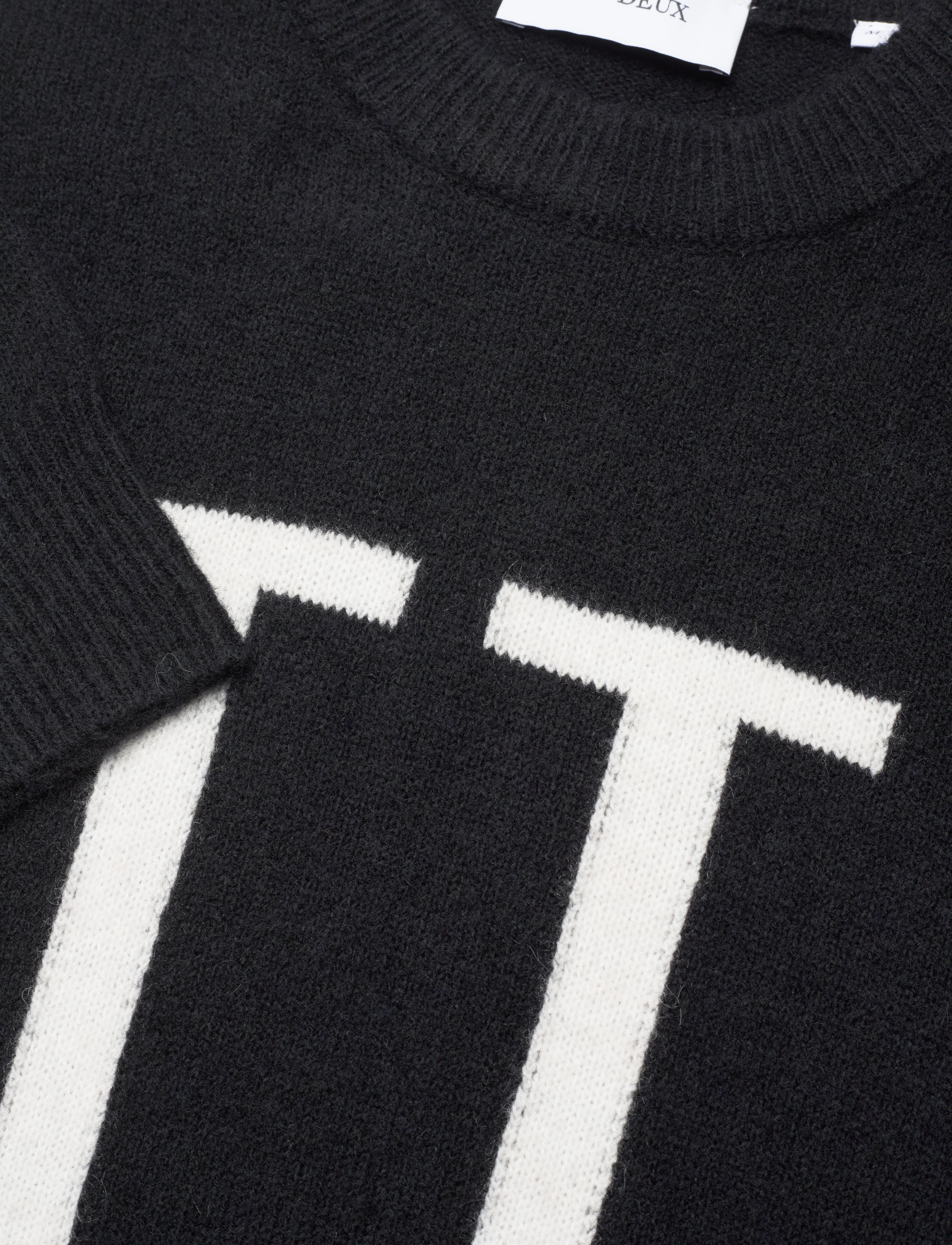 Les Deux - Encore Intarsia Recycled Knit - black/ivory - 3