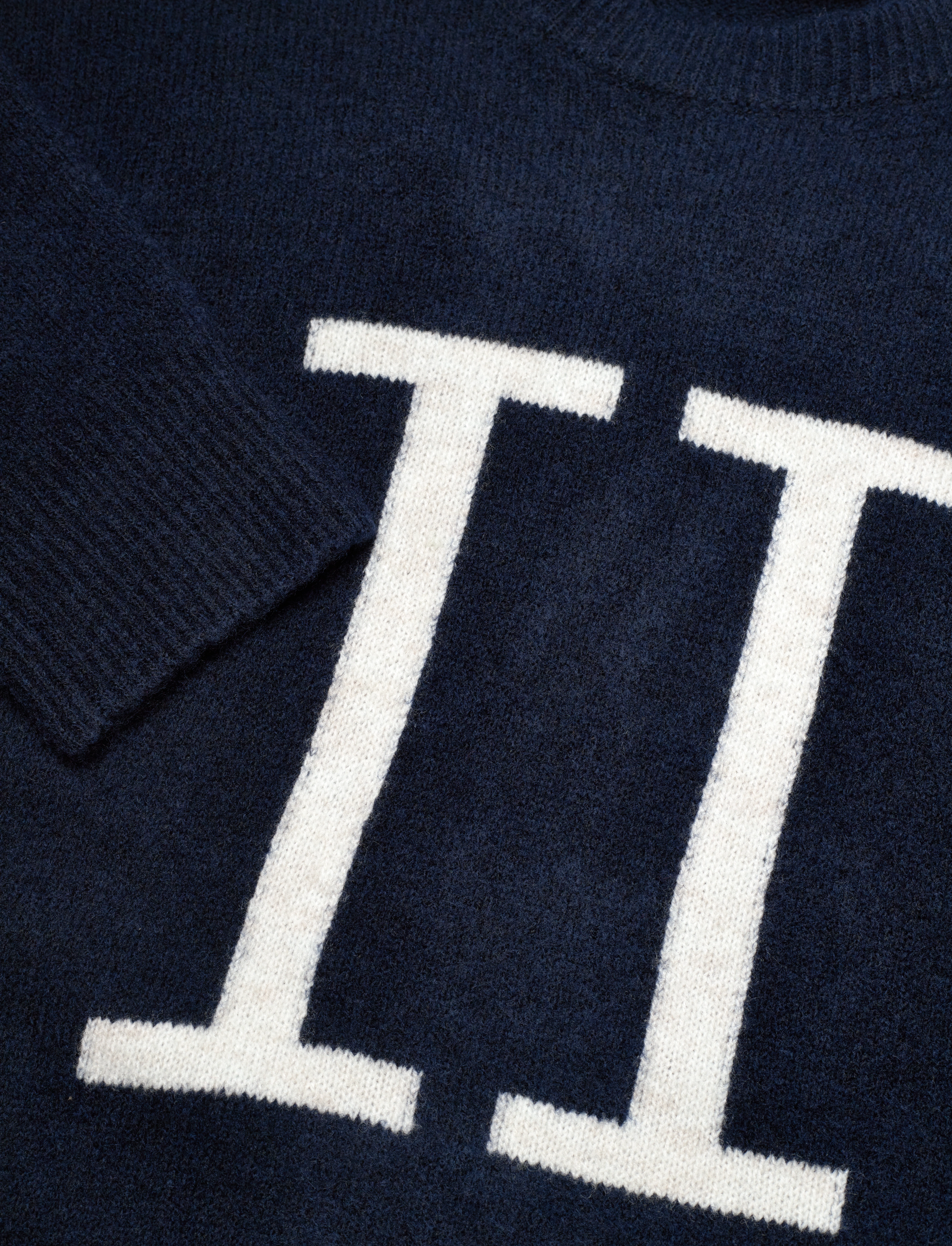 Les Deux - Encore Intarsia Recycled Knit - dark navy/ivory - 3