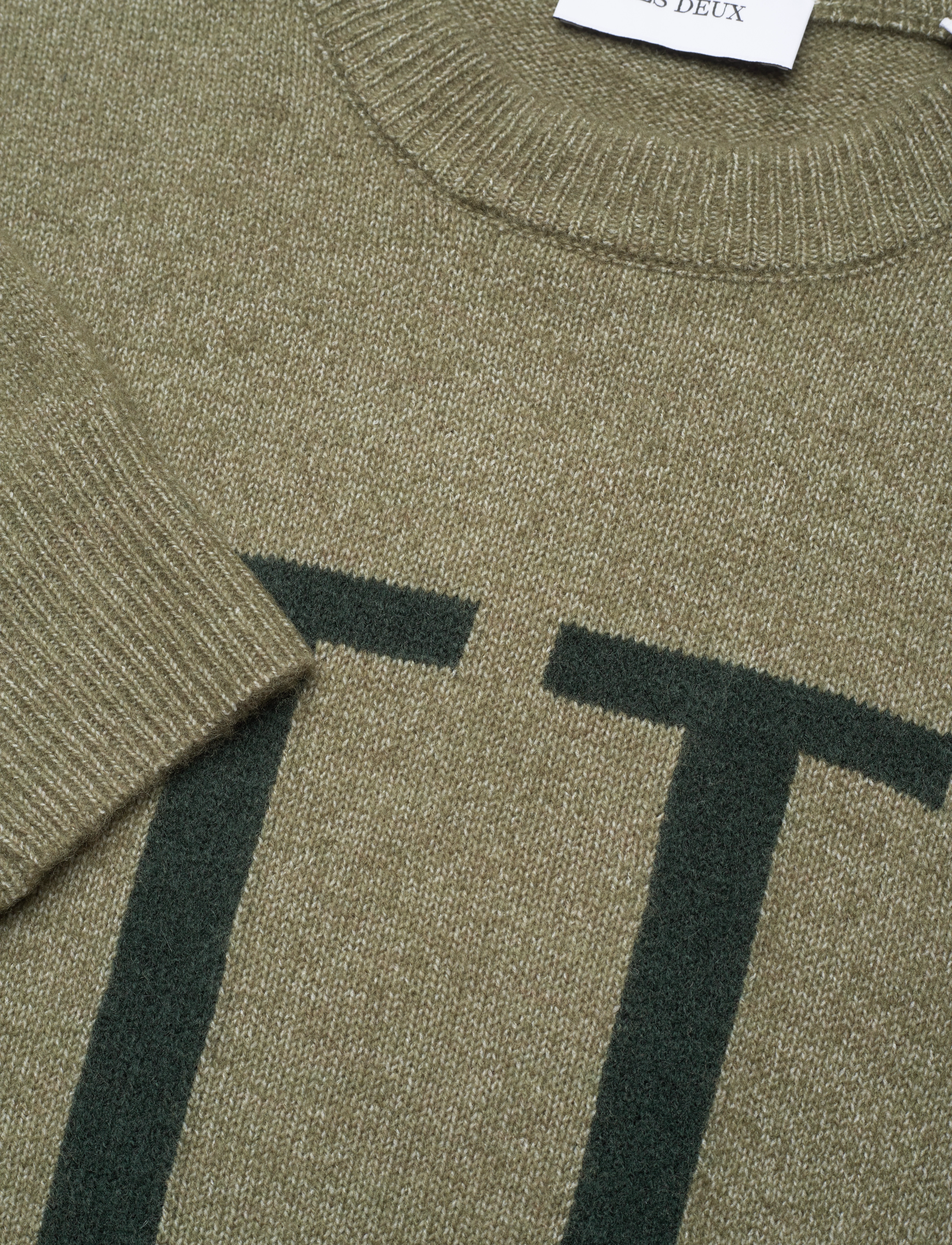 Les Deux - Encore Intarsia Recycled Knit - dusty moss/pine green - 3