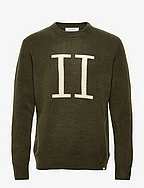 Encore Intarsia Recycled Knit - OLIVE NIGHT/IVORY