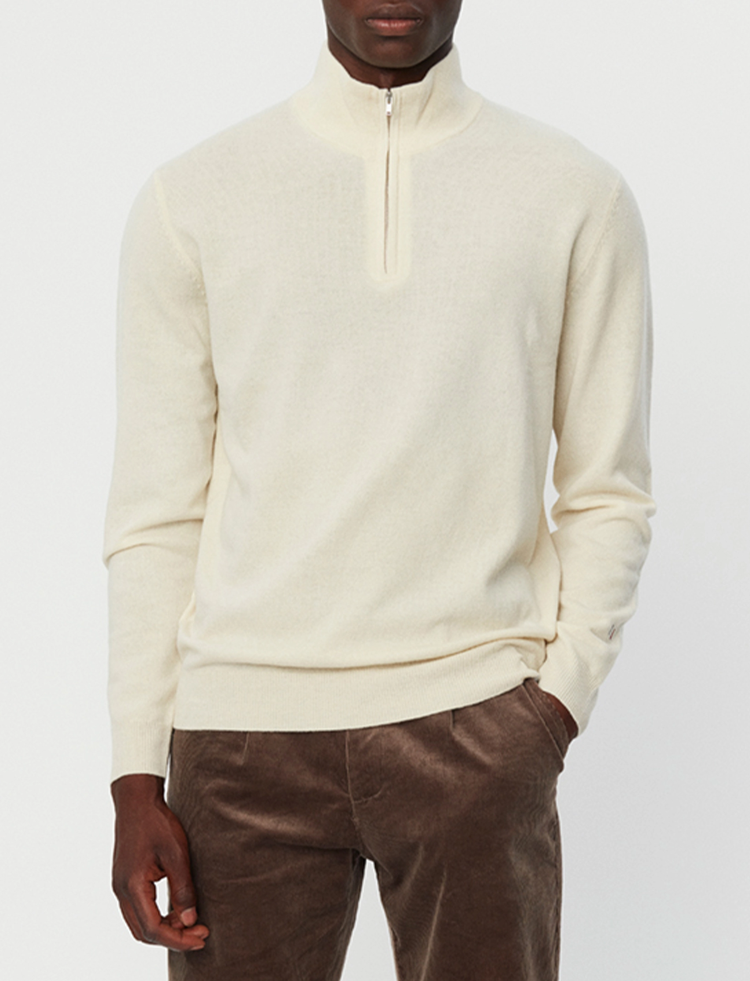 Les Deux - Edgar Half Zip Wool Knit - ivory - 2