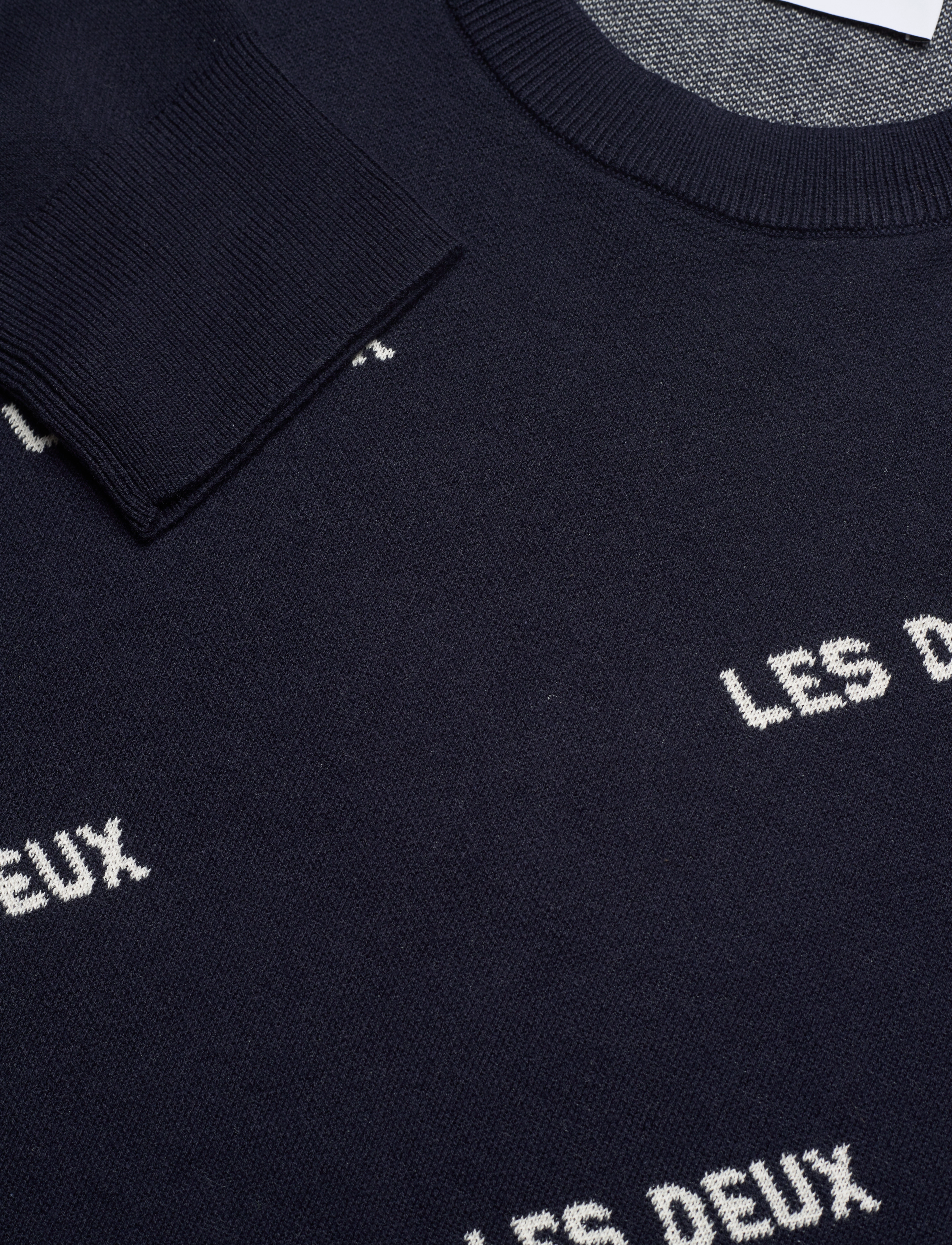 Les Deux - Les Deux Logo Cotton Knit - dark navy/ivory - 3