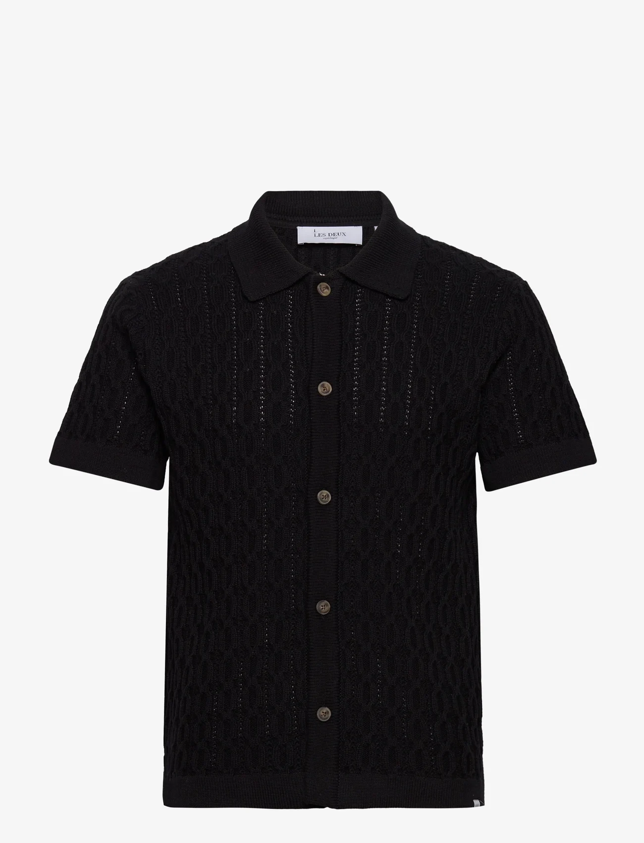 Les Deux - Garrett Knitted SS Shirt - mænd - black - 0