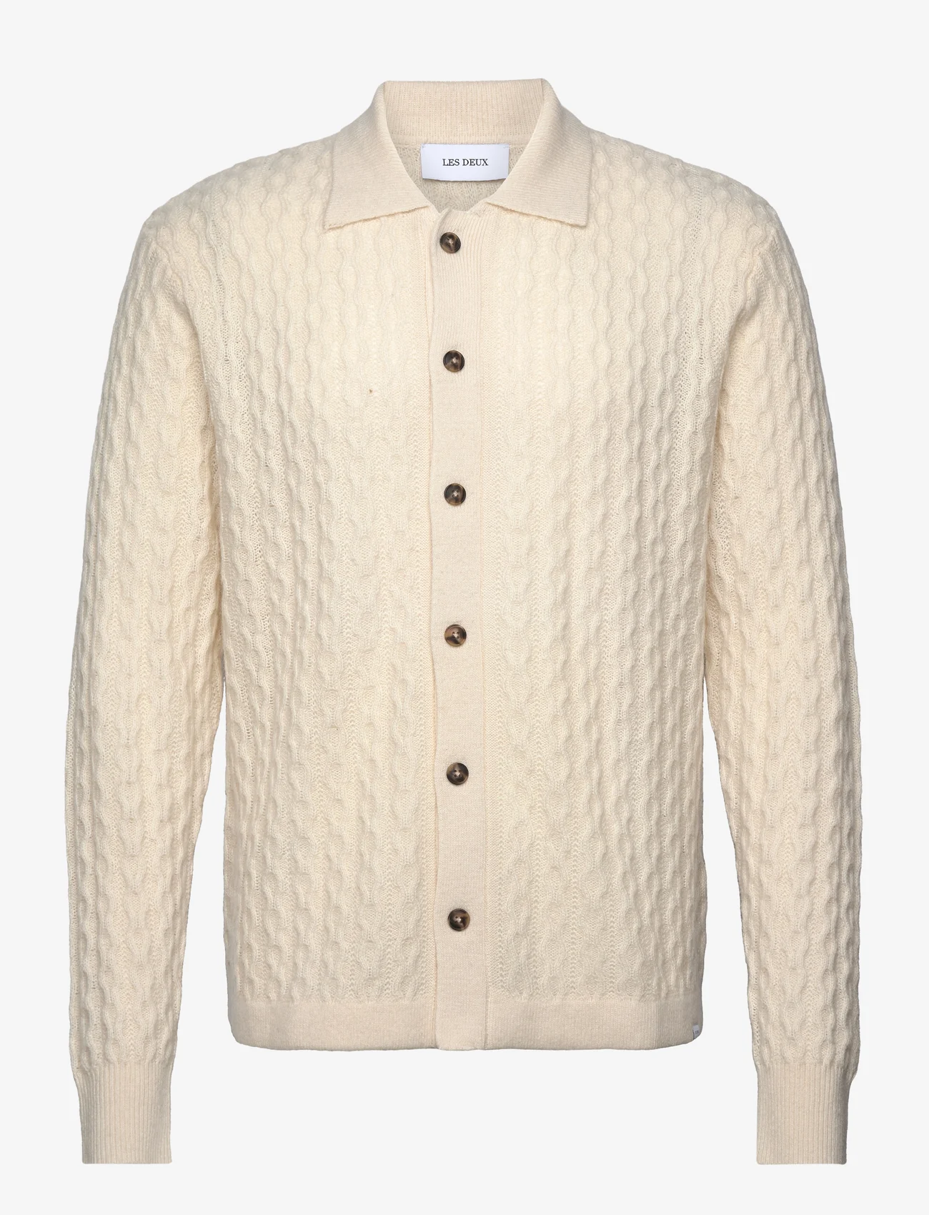 Les Deux - Garret Knit LS Shirt - adīti polo krekli ar garām piedurknēm - ivory - 0