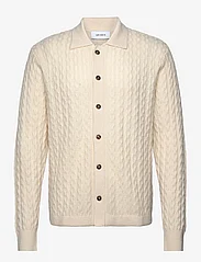 Les Deux - Garret Knit LS Shirt - stickade pikéer - ivory - 0