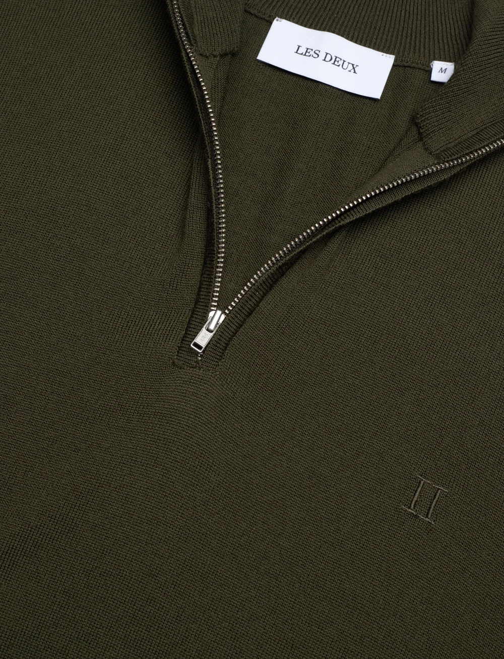 Les Deux - Greyson Half-Zip Merino Knit - pullover mit halbem reißverschluss - chive green - 3