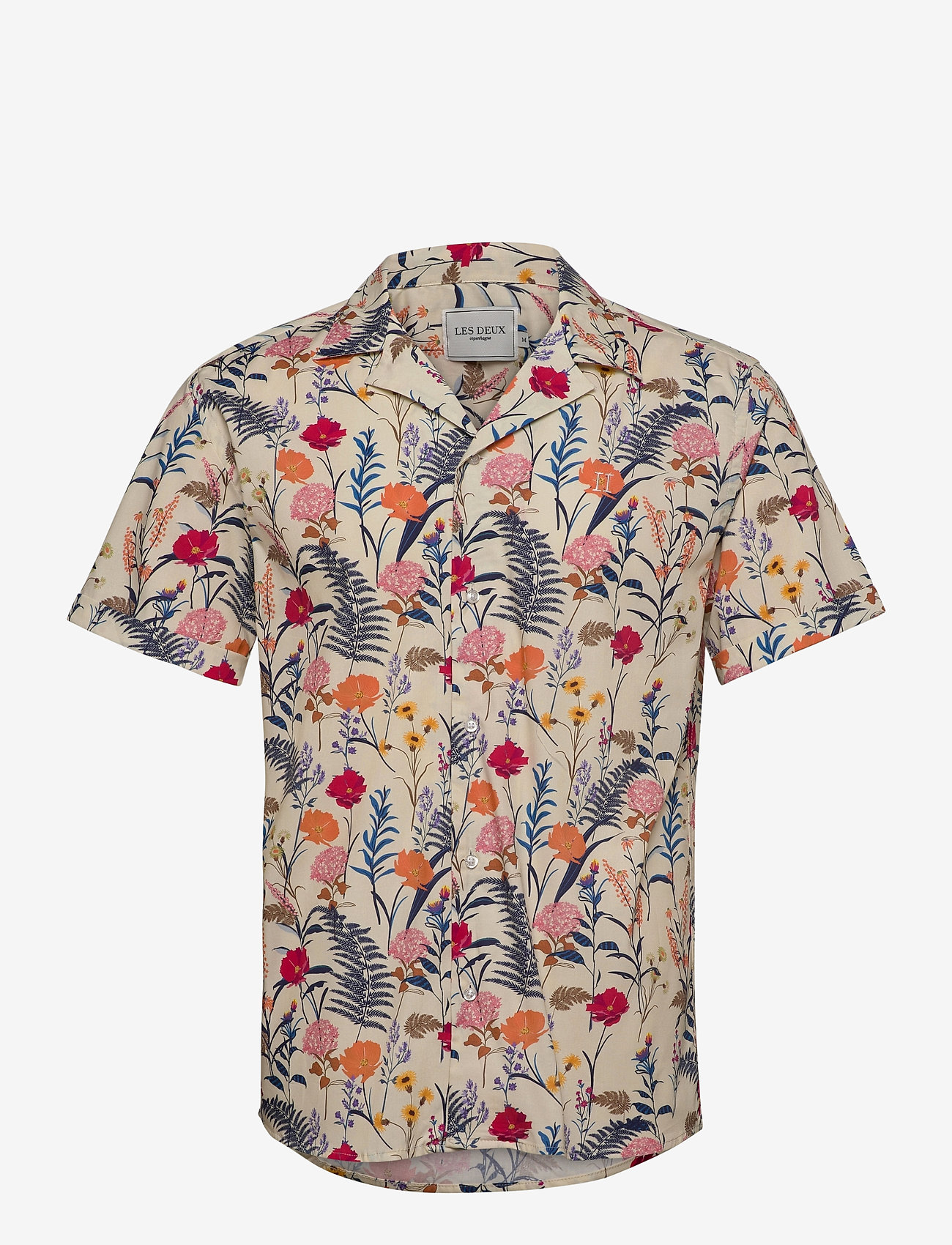 OFF WHITE/DARK PAPAYA FLOWER PATTERN
