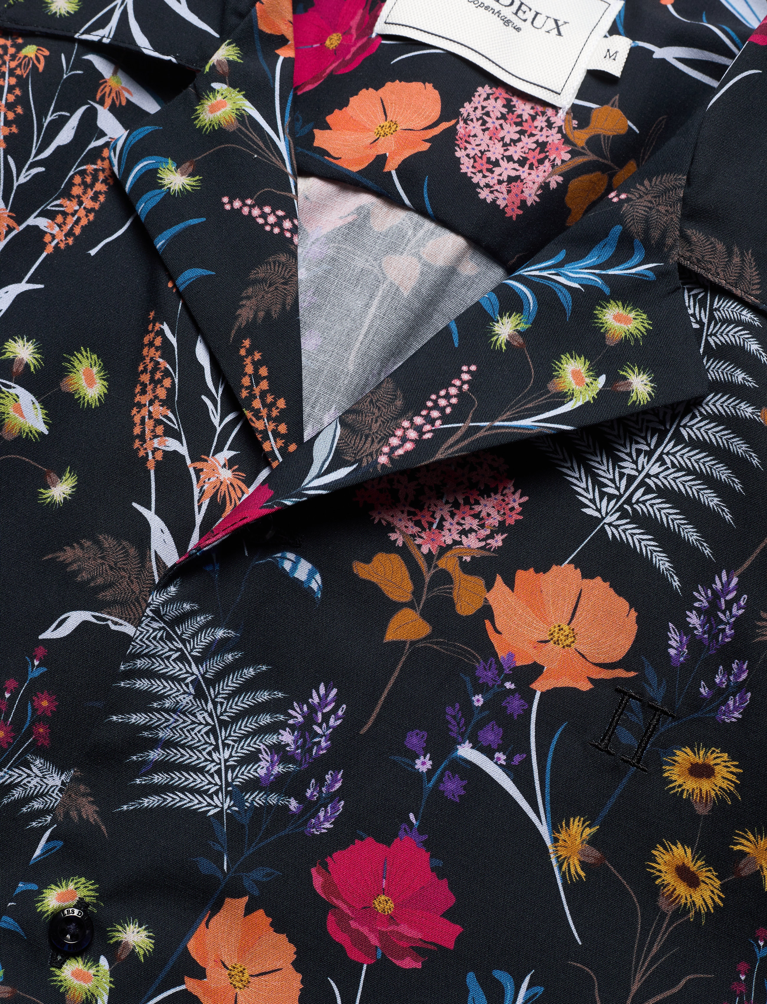 Les Deux - Fleur D'été SS Shirt - dark navy/dark papaya flower pattern - 3