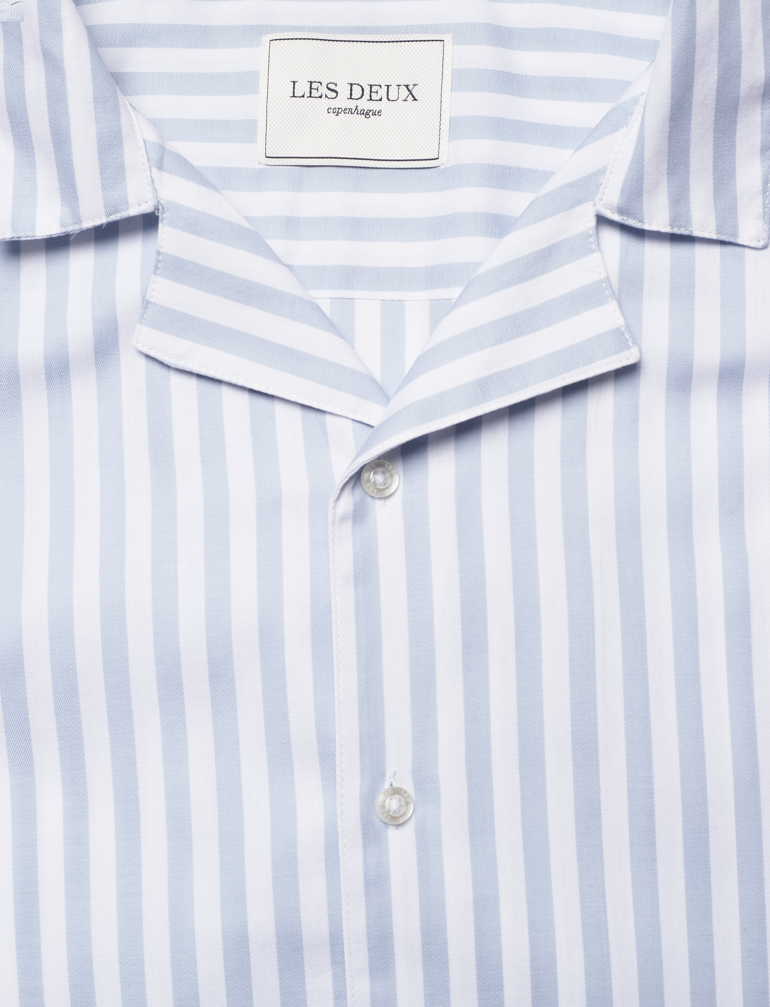 Les Deux - Simon Stripe ss  Poplin Shirt - dust blue/white - 2
