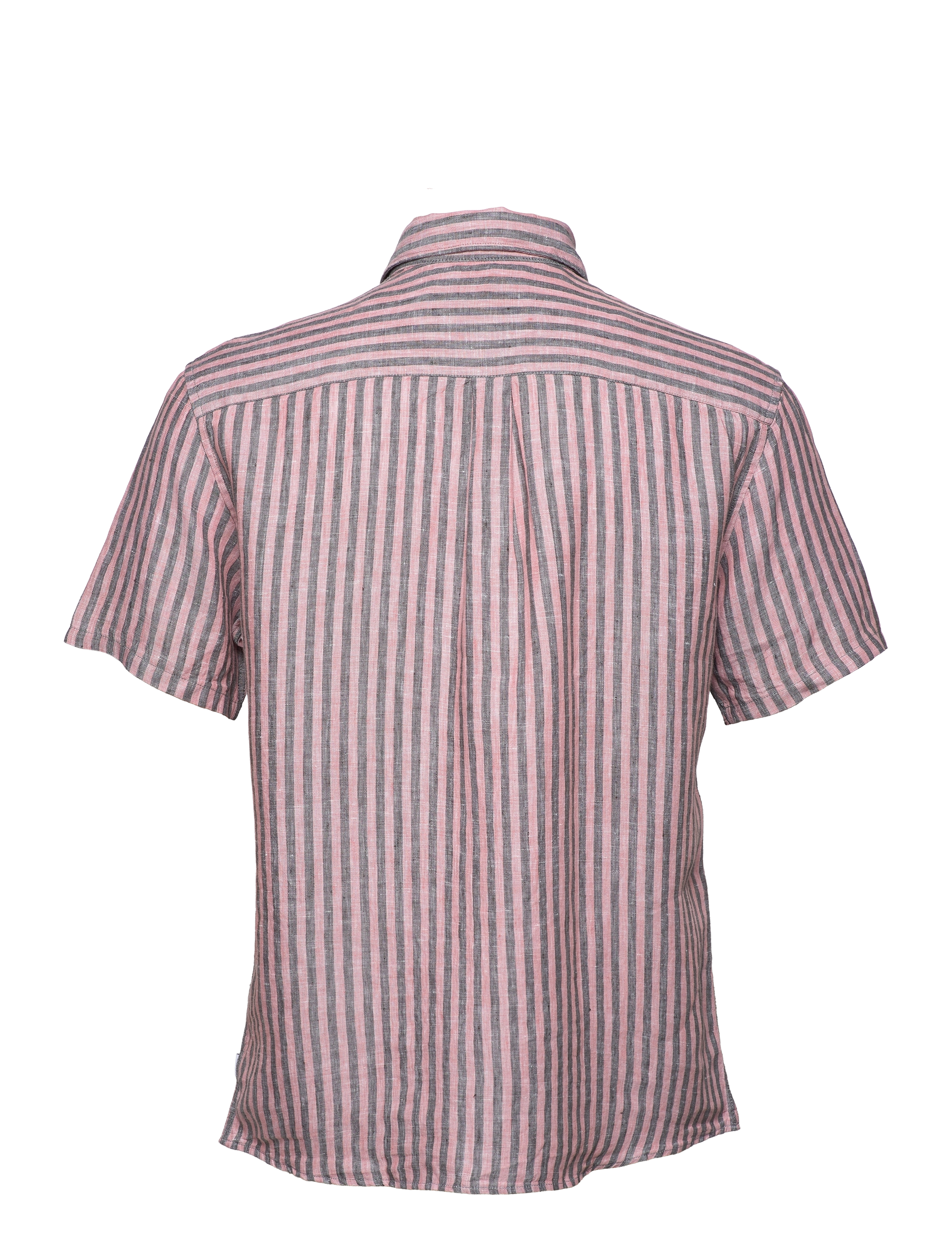 Les Deux - Chris Stripe Linen SS Shirt - raven/ash rose - 1