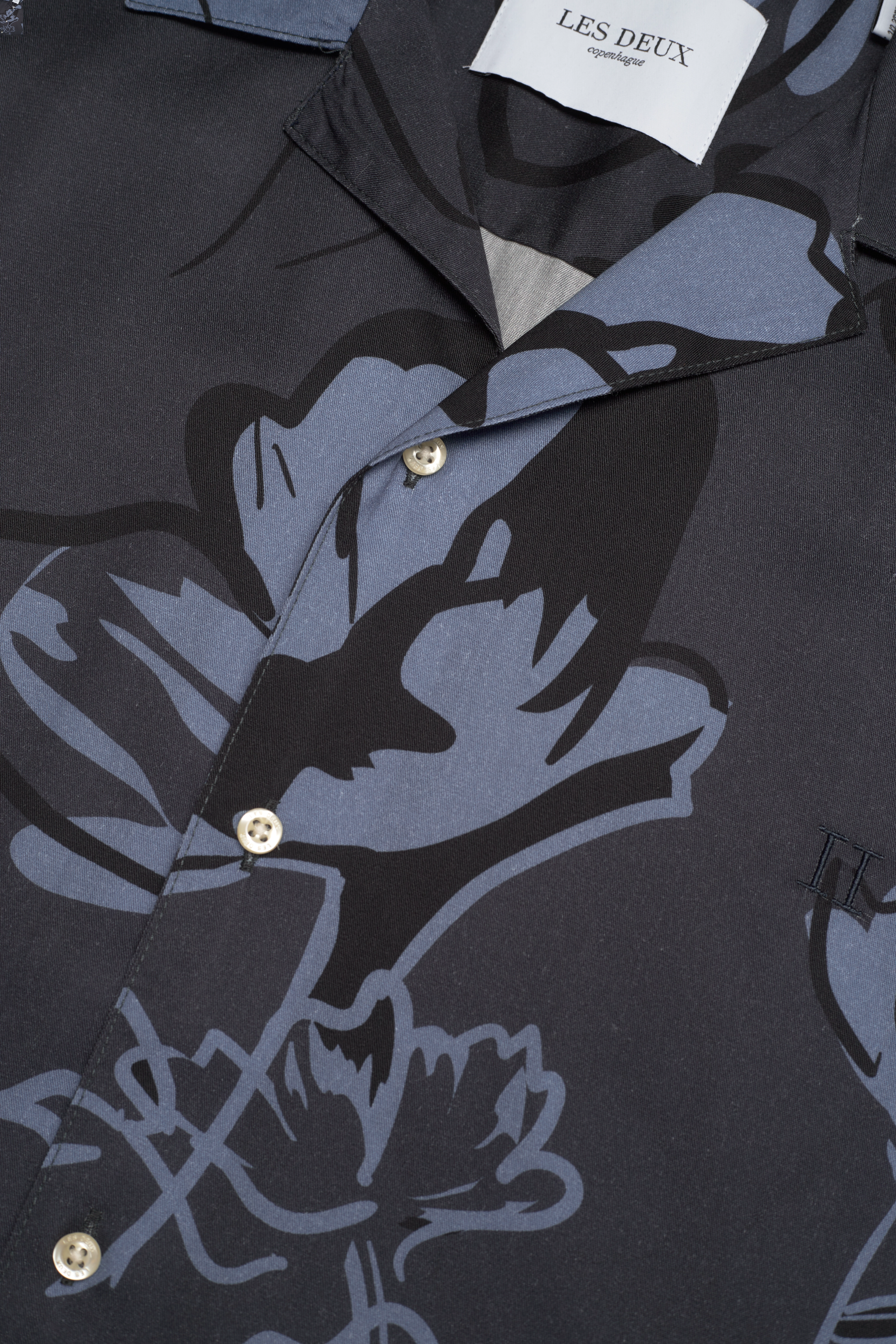 Les Deux - Kian AOP Tencel SS Shirt - dark navy/colony blue - 3