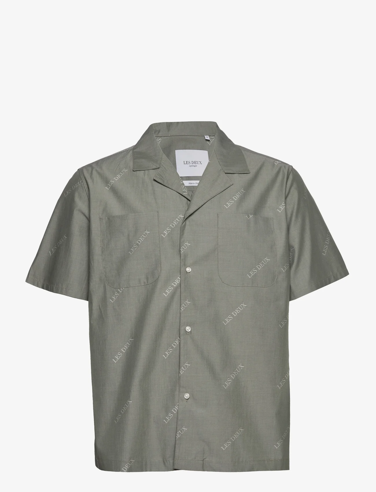 Les Deux - Les Deux SS Jacquard Shirt - basic shirts - thyme green/whisper white - 0