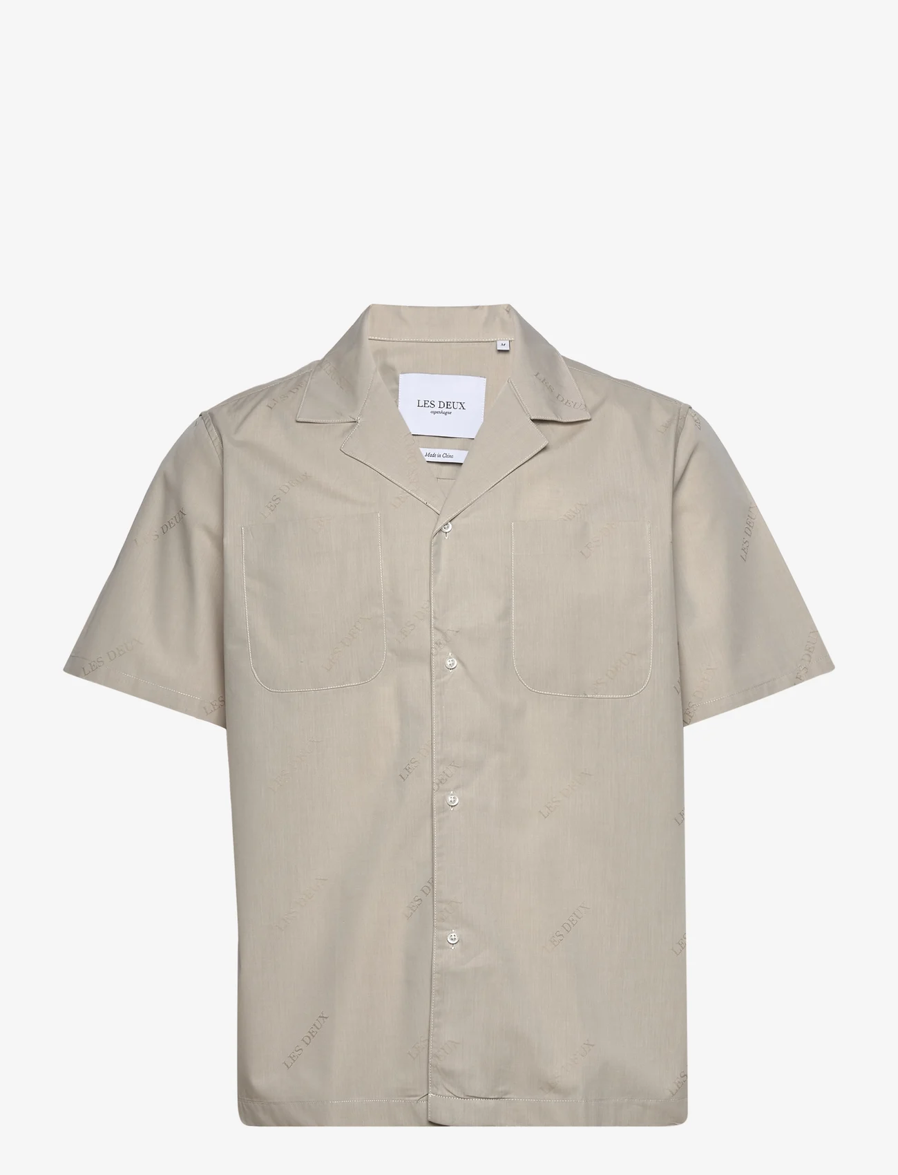 Les Deux - Les Deux SS Jacquard Shirt - basic krekli - whisper white/dark sand - 0