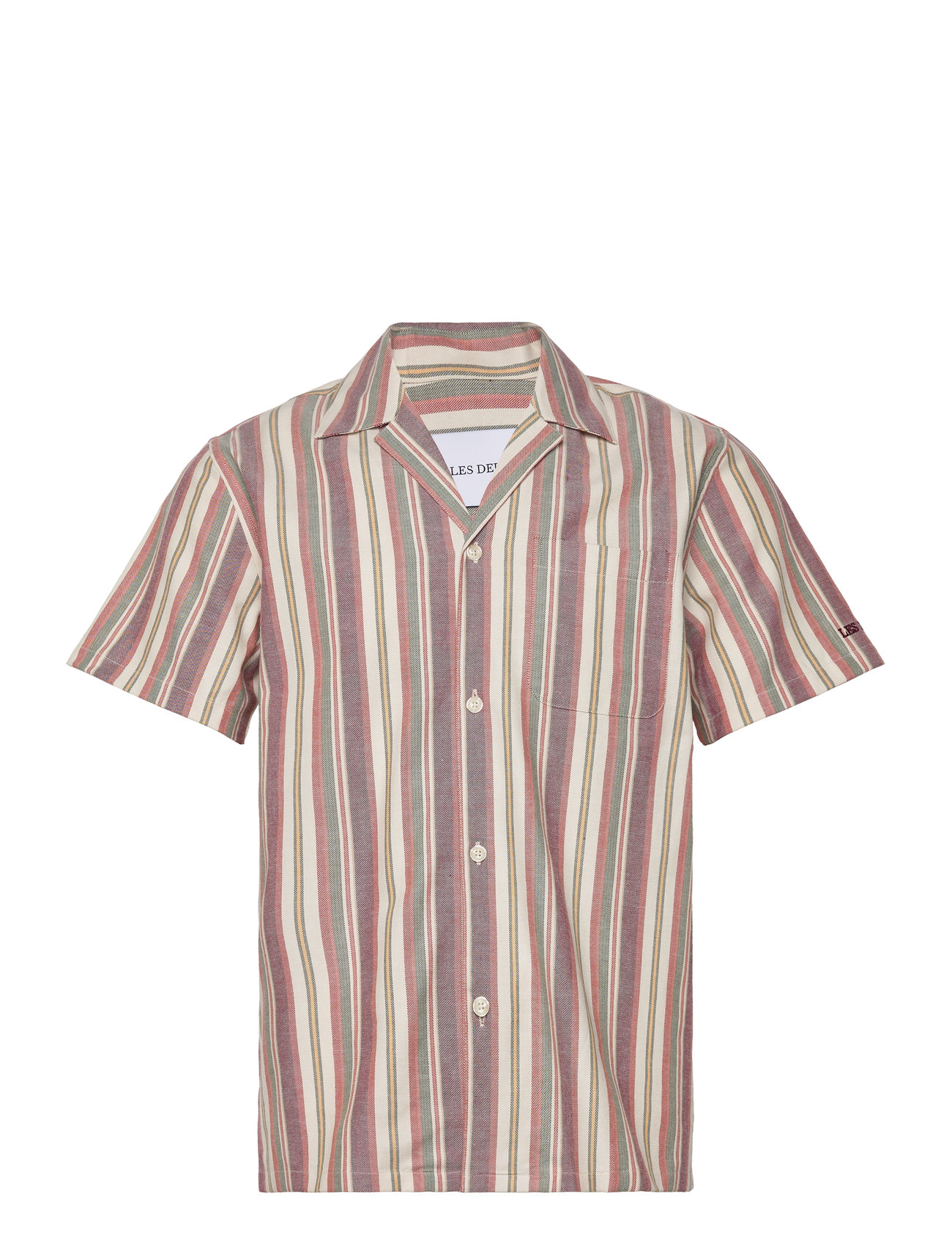 Les Deux - Lawson Stripe SS Shirt - kurzarmhemden - burnt red/ivory - 0