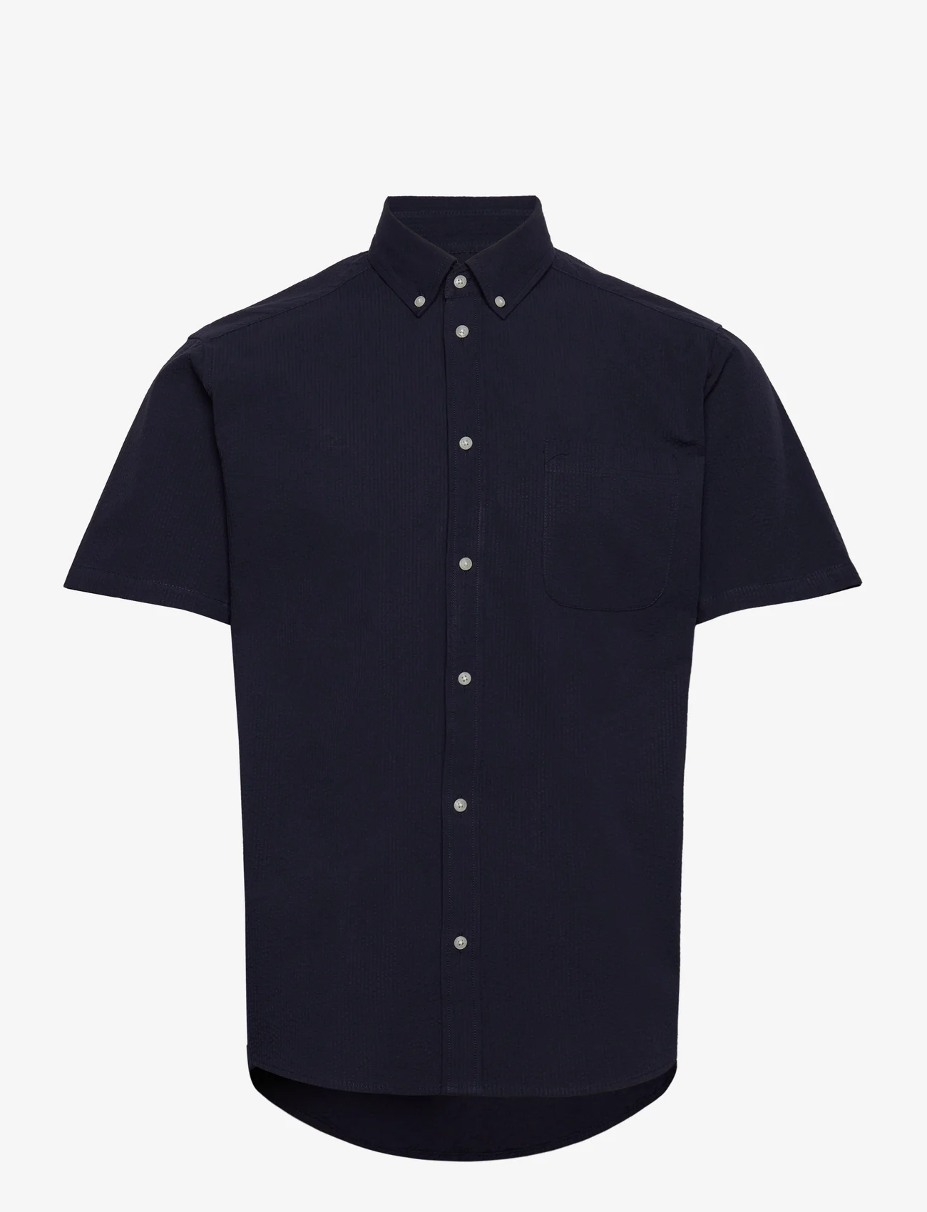 Les Deux - Louis Seersucker SS Shirt - basic shirts - dark navy - 0