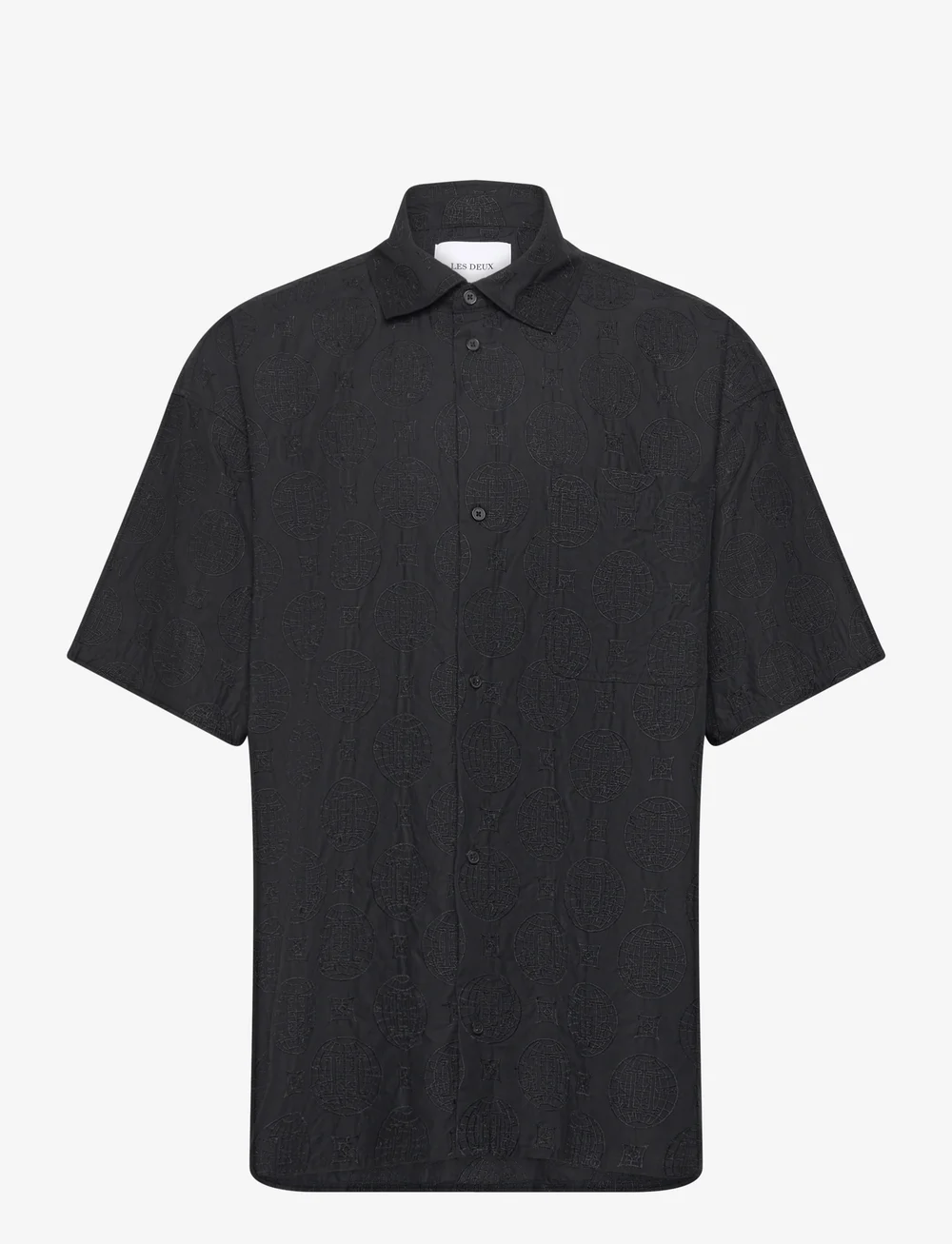Les Deux - Globe Loose SS Shirt - kortærmede skjorter - black - 0