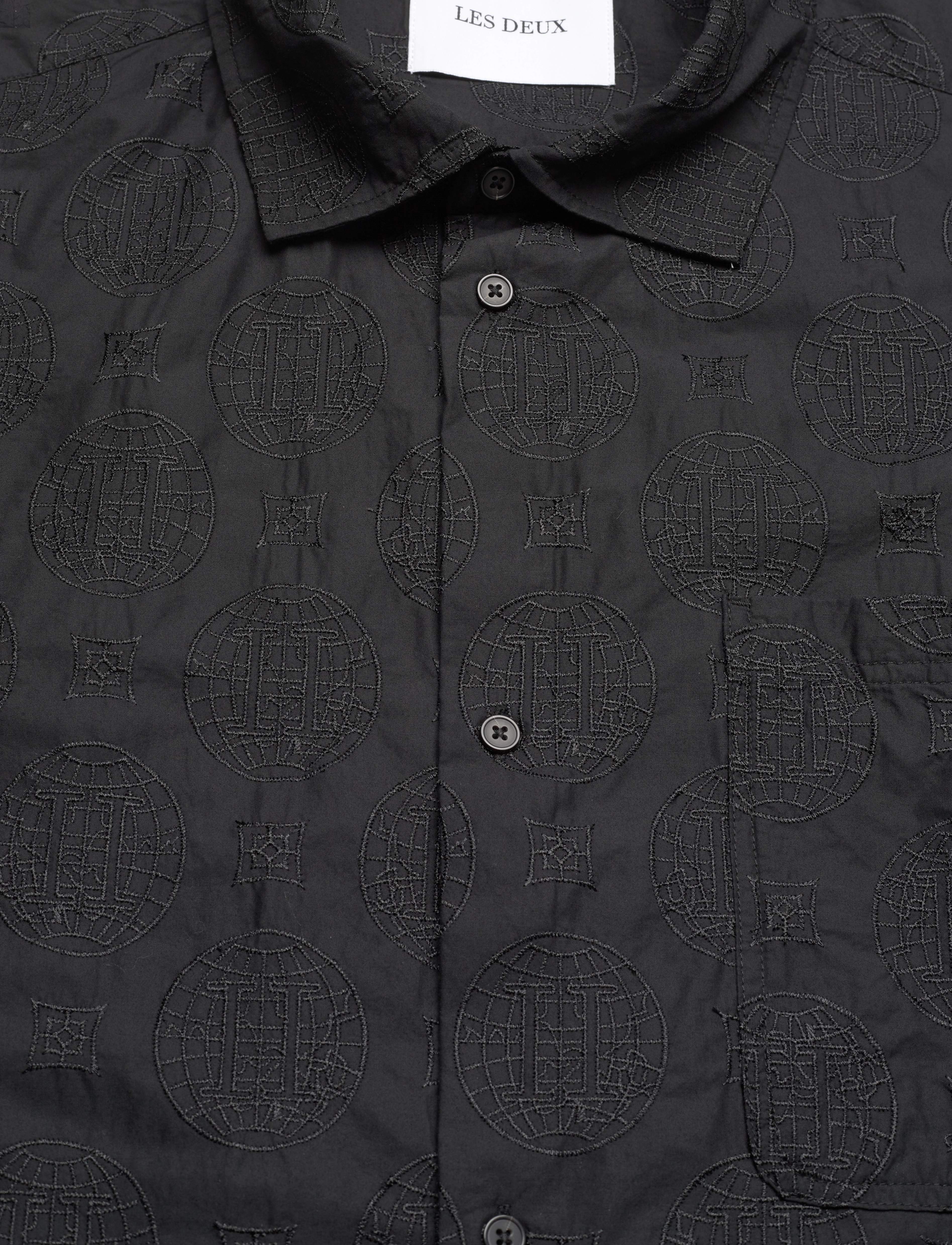 Les Deux - Globe Loose SS Shirt - kortærmede skjorter - black - 3