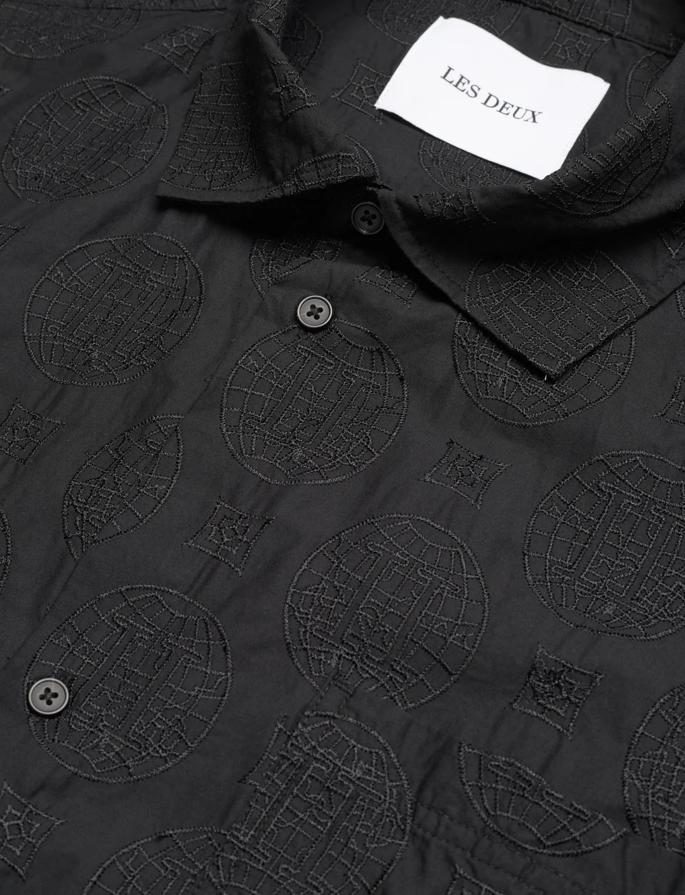 Les Deux - Globe Loose SS Shirt - kortærmede skjorter - black - 2