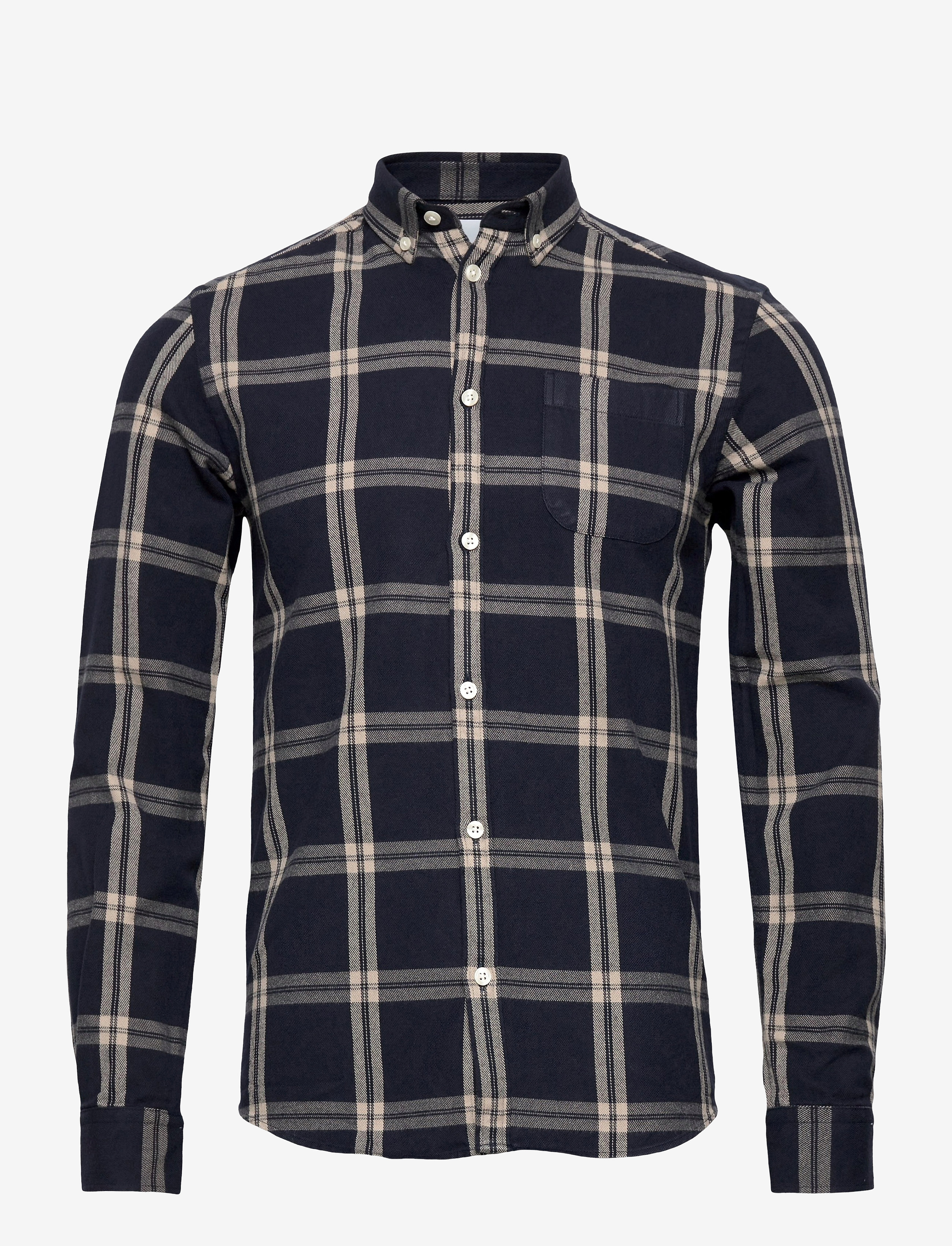 Les Deux - Jasper Check Flannel Shirt - dark navy/light sand - 0