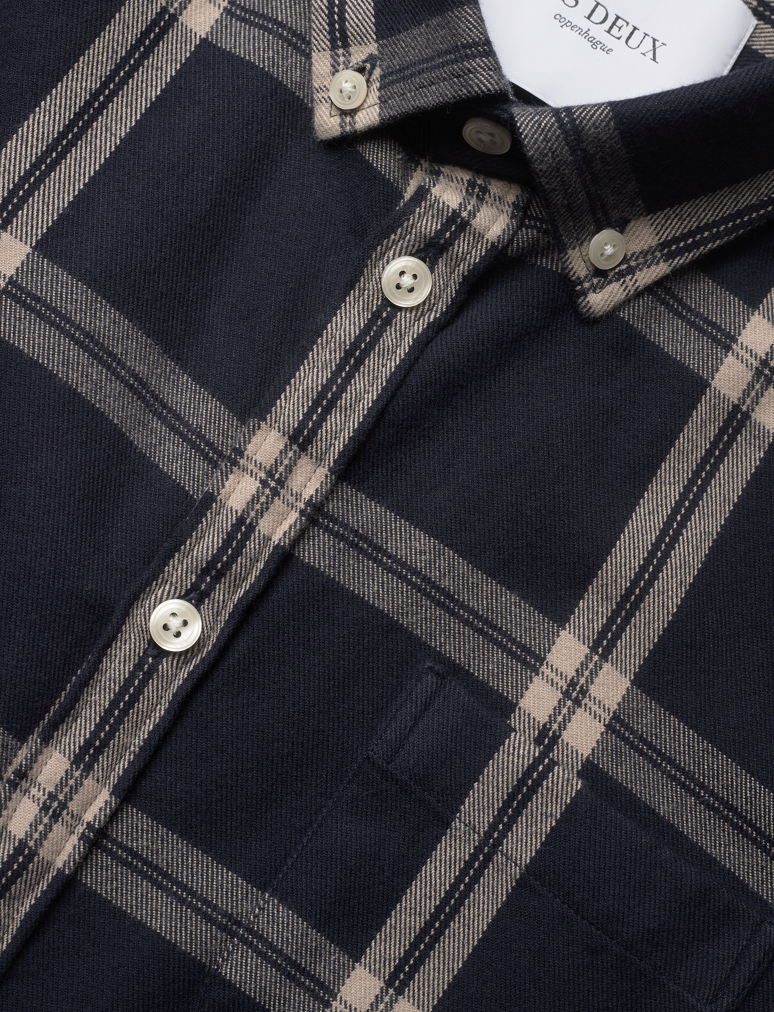 Les Deux - Jasper Check Flannel Shirt - dark navy/light sand - 3