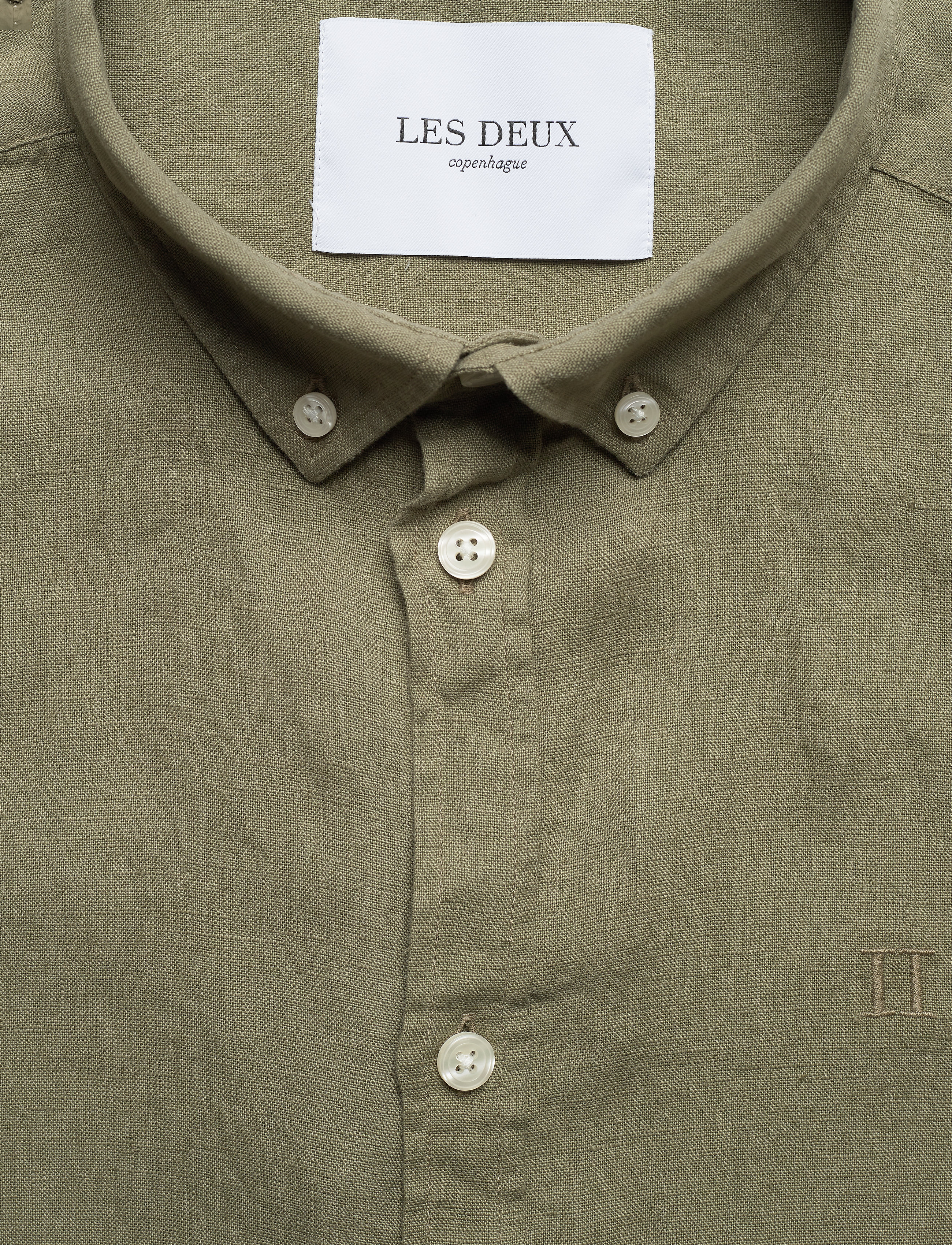 Les Deux - Christoph Linen Shirt - lichen green - 2