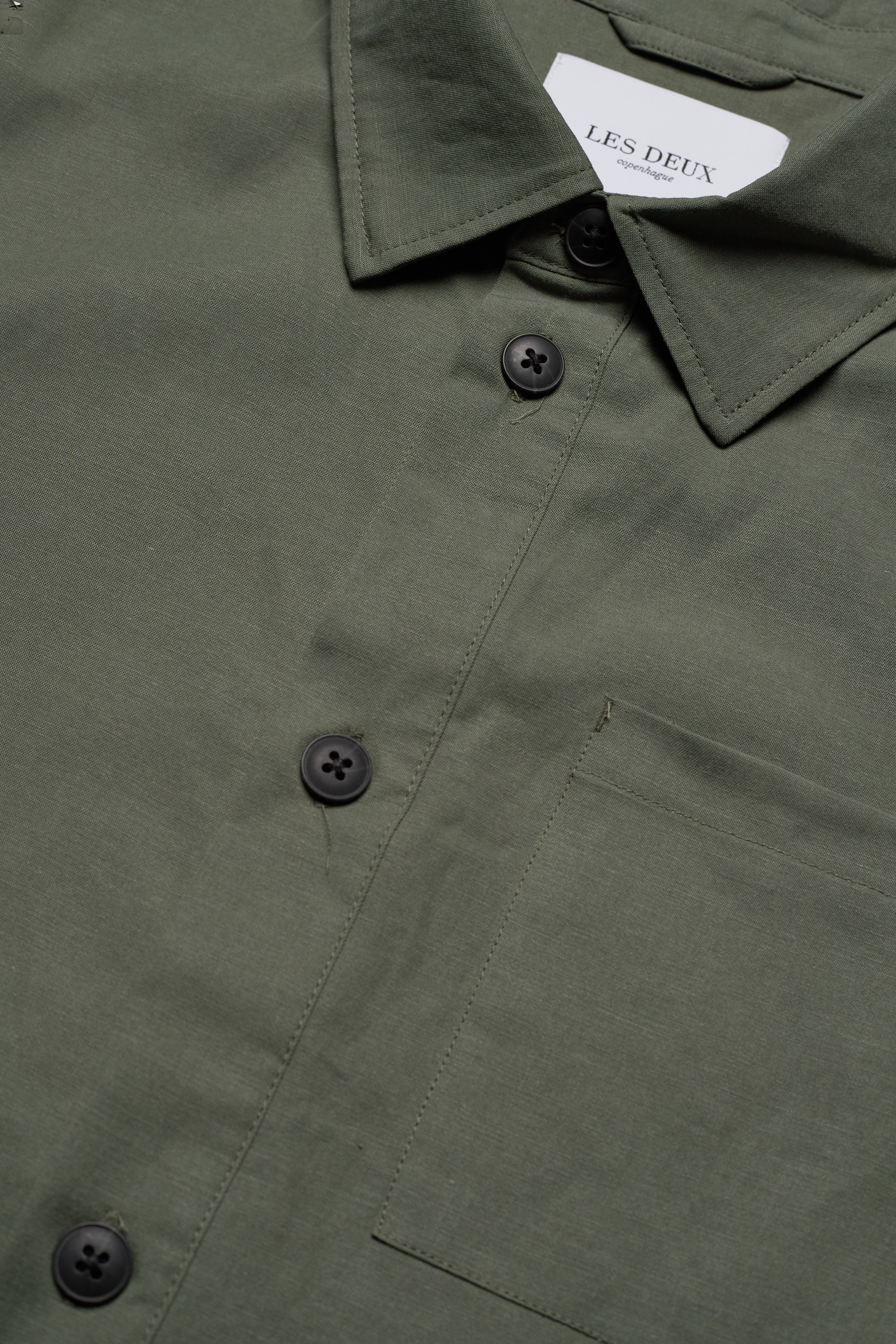 Les Deux - Jason Linen-Tencel Hybrid Shirt - thyme green - 3