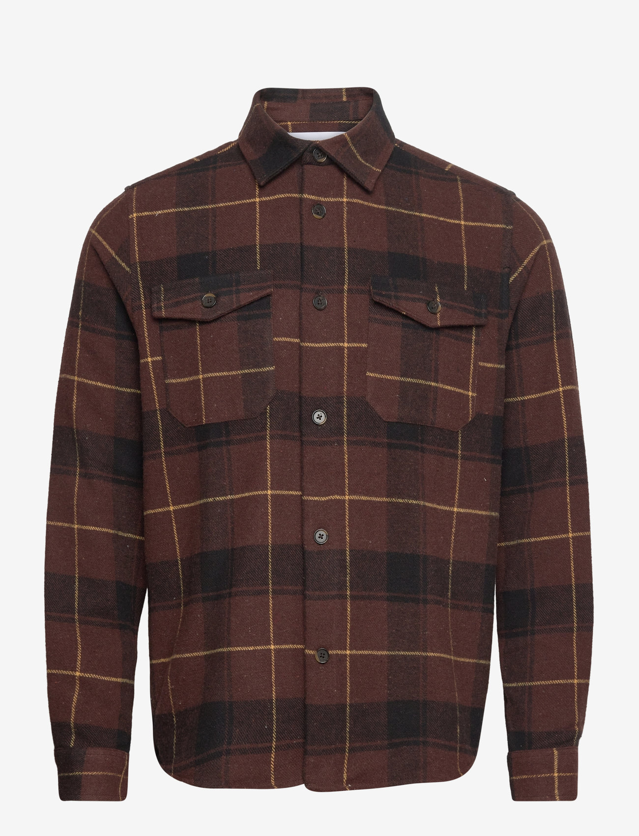 Les Deux - Lennon Check Shirt - ebony brown/black - 0