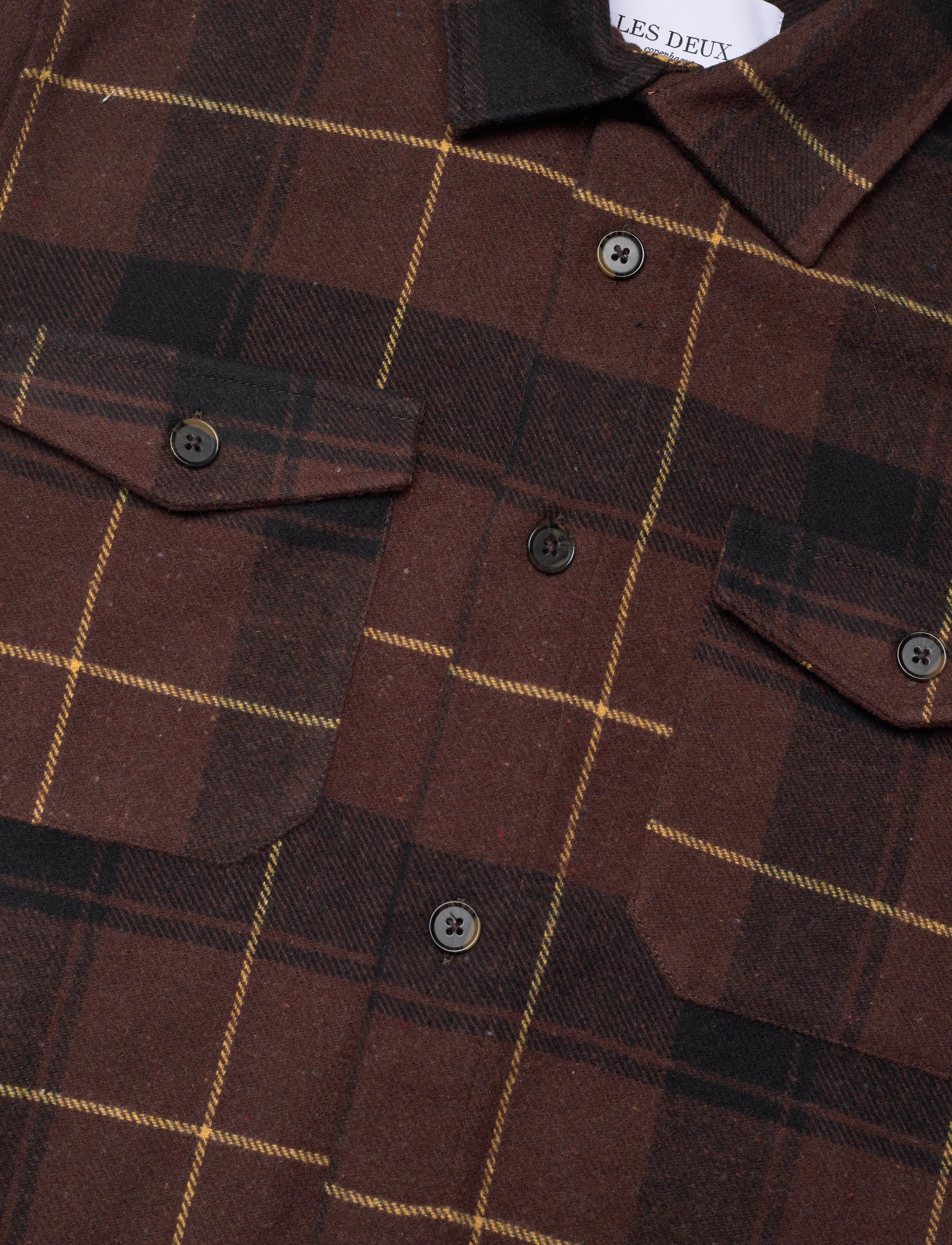 Les Deux - Lennon Check Shirt - ebony brown/black - 3