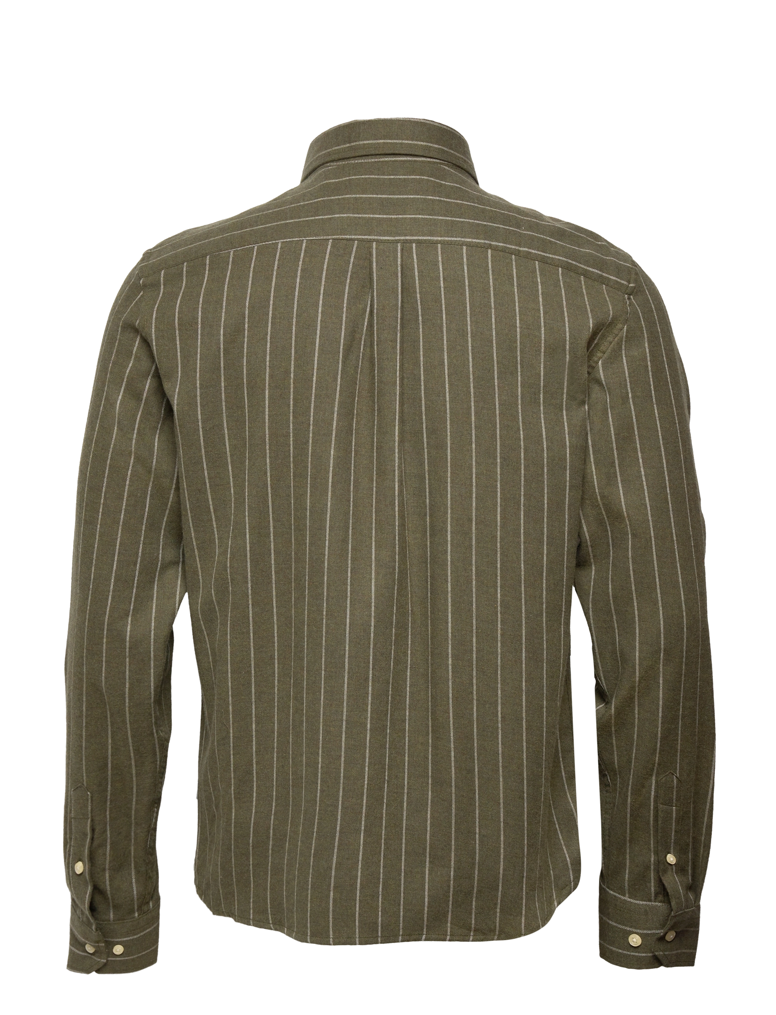 Les Deux - Desert Reg Stripe Shirt - olive night mélange/ivory - 1