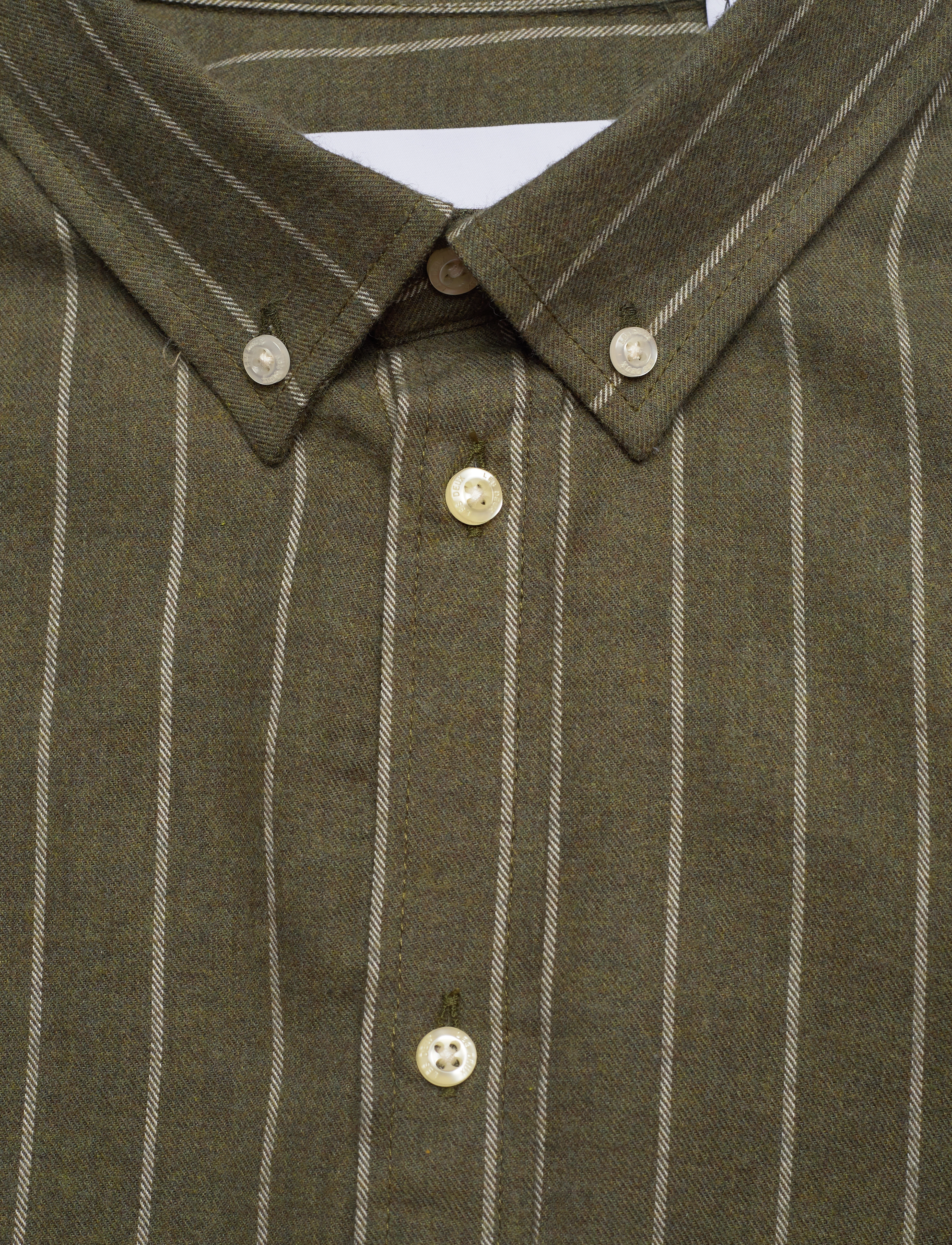 Les Deux - Desert Reg Stripe Shirt - olive night mélange/ivory - 2