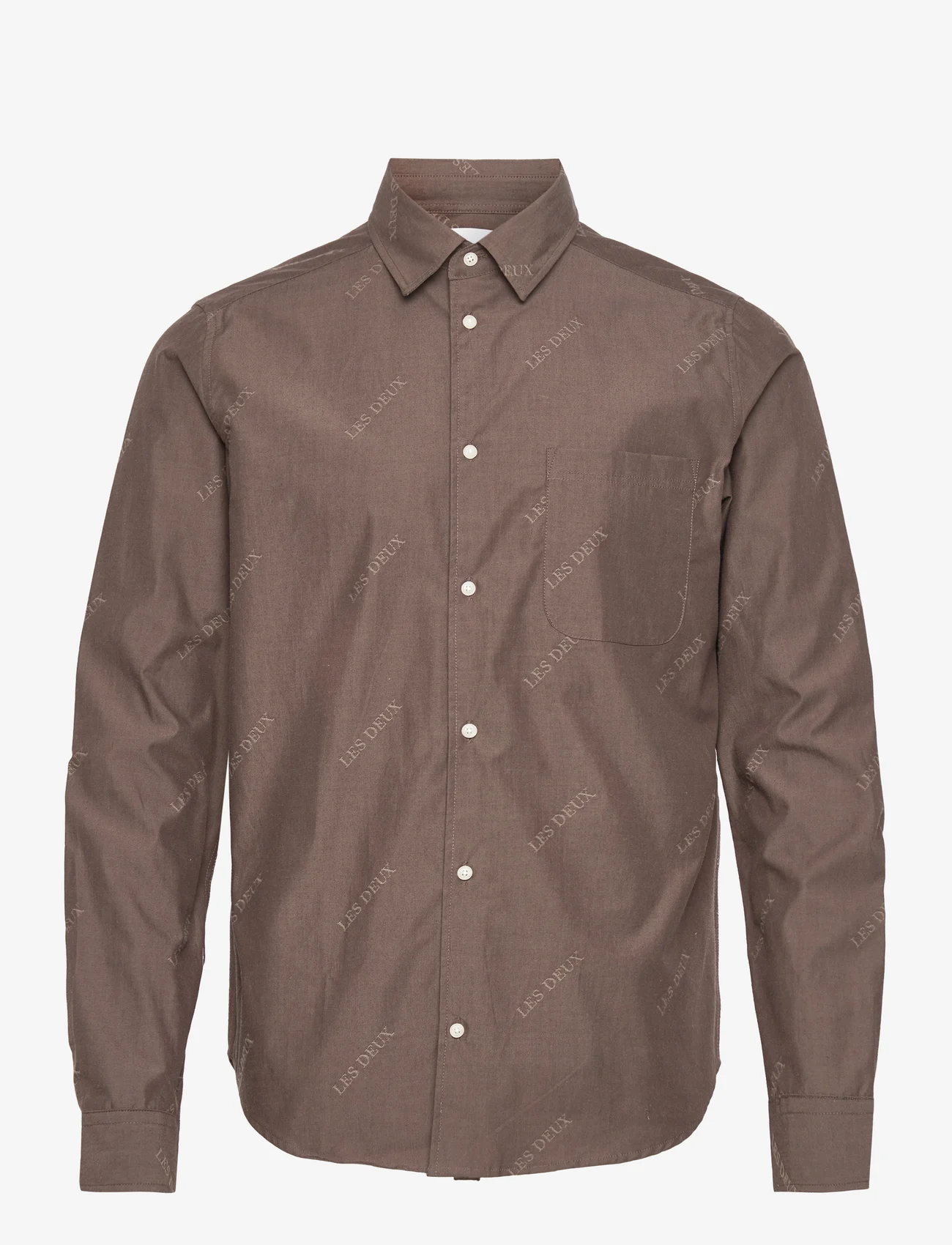 Les Deux - Les Deux Jacquard Flannel Shirt - basic shirts - coffee brown/walnut - 0