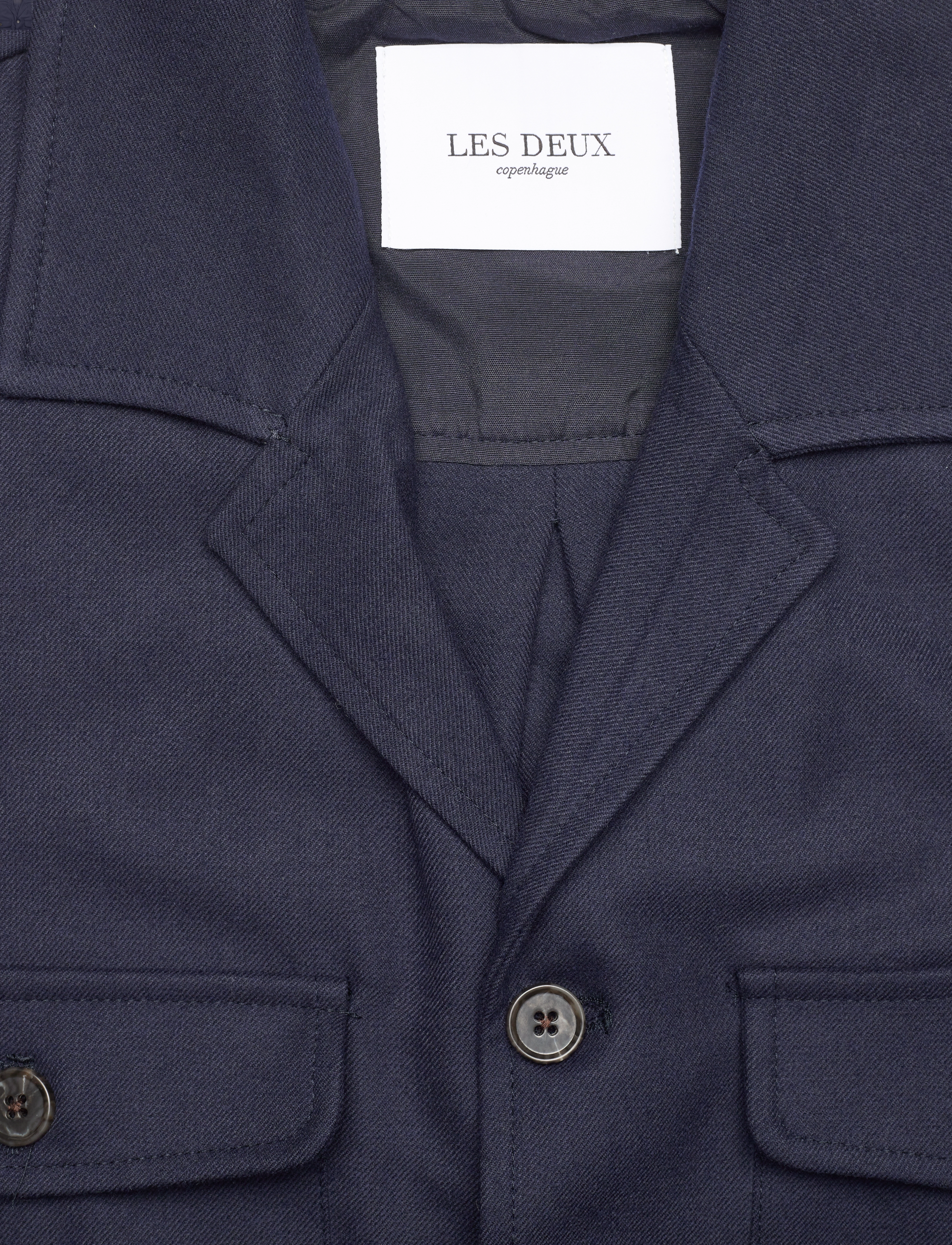 Les Deux - Keaton Brushed Camp Collar Shirt - dark navy - 2