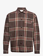 Keanu Check Twill Shirt - COFFEE BROWN/IVORY