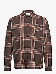 Les Deux - Keanu Check Twill Shirt - heren - coffee brown/ivory - 0
