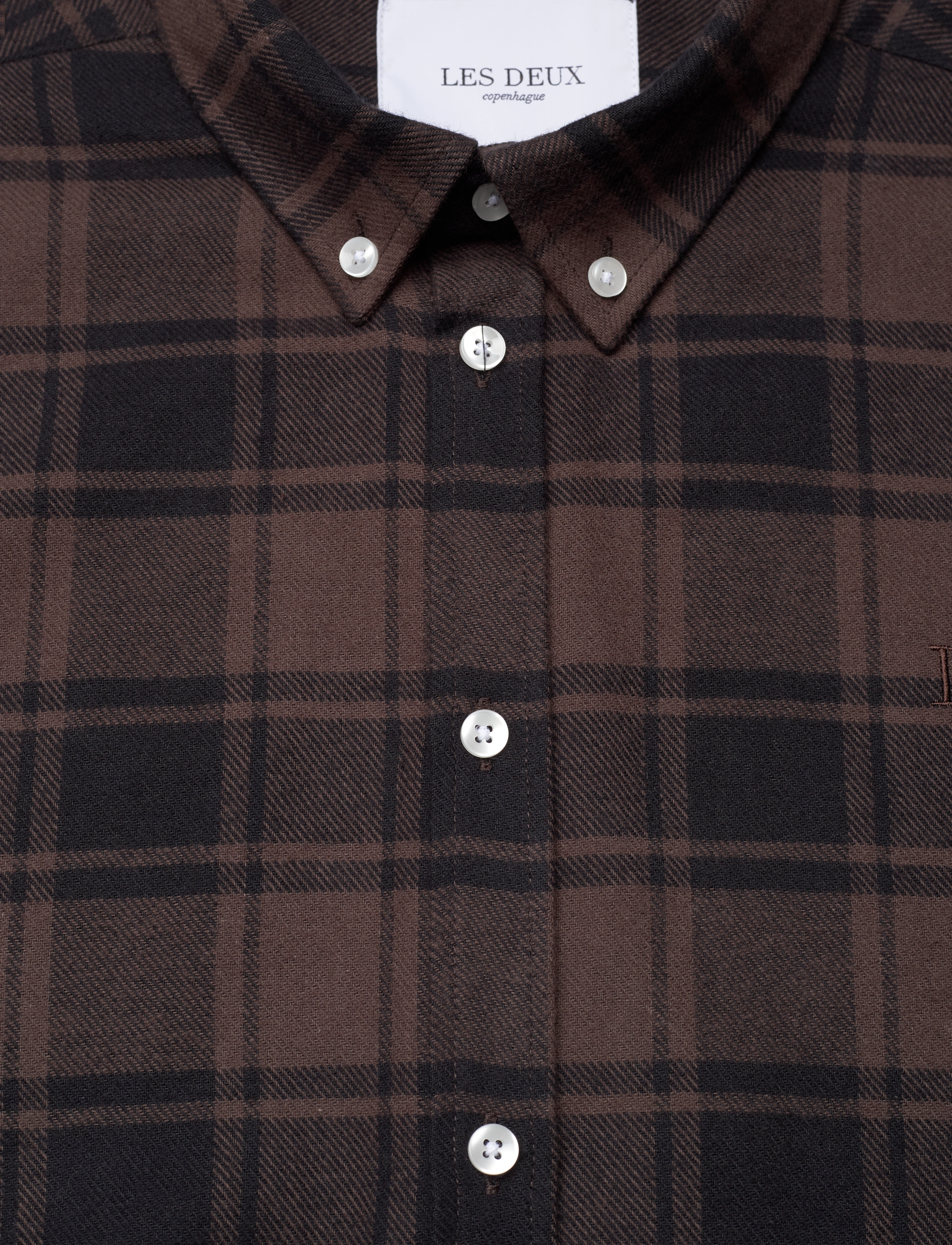 Les Deux - Kristian Check Flannel Shirt - coffee brown/black - 2