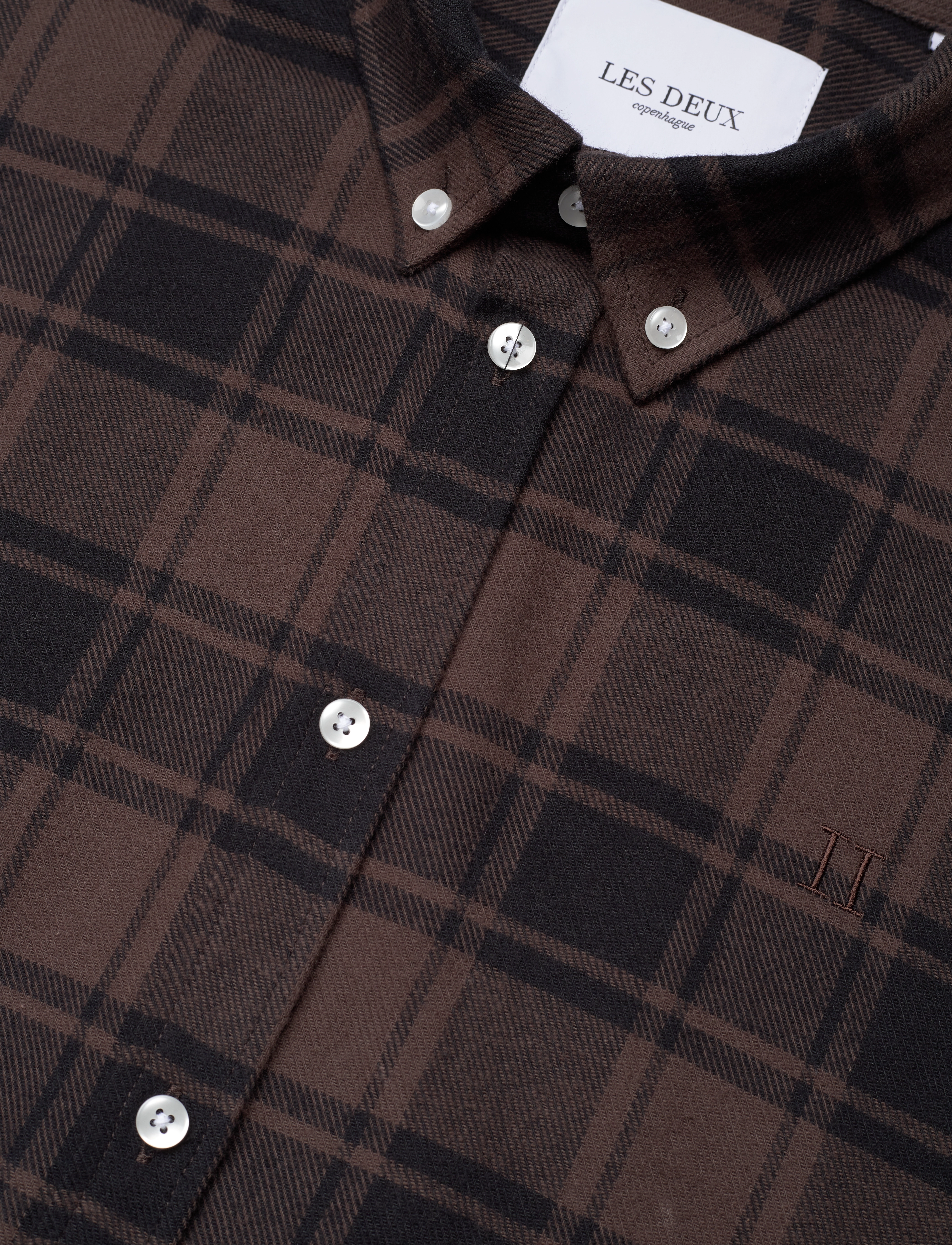 Les Deux - Kristian Check Flannel Shirt - coffee brown/black - 3