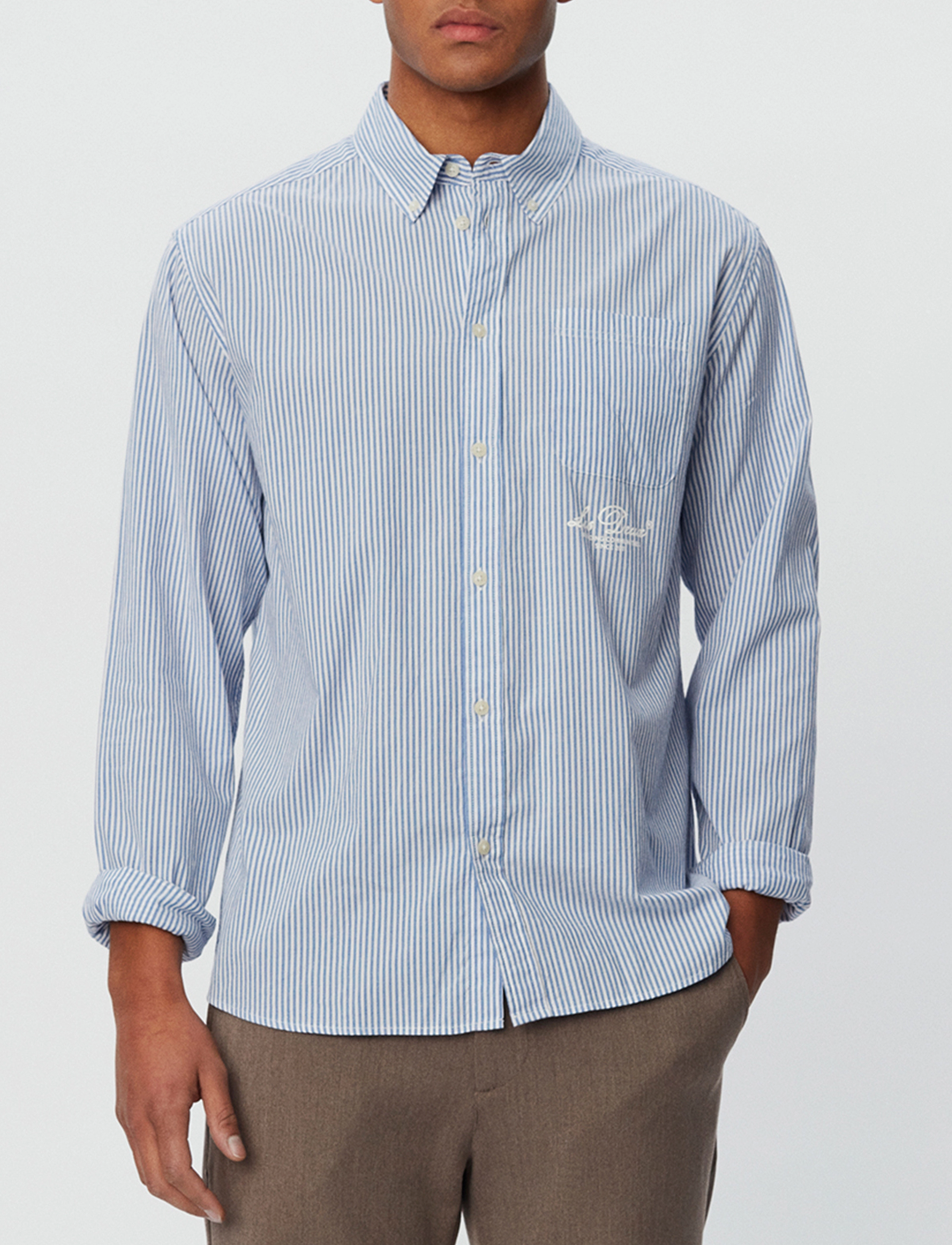 Les Deux - Louis Light Oxford Shirt 2.0 - light blue stripe - 2