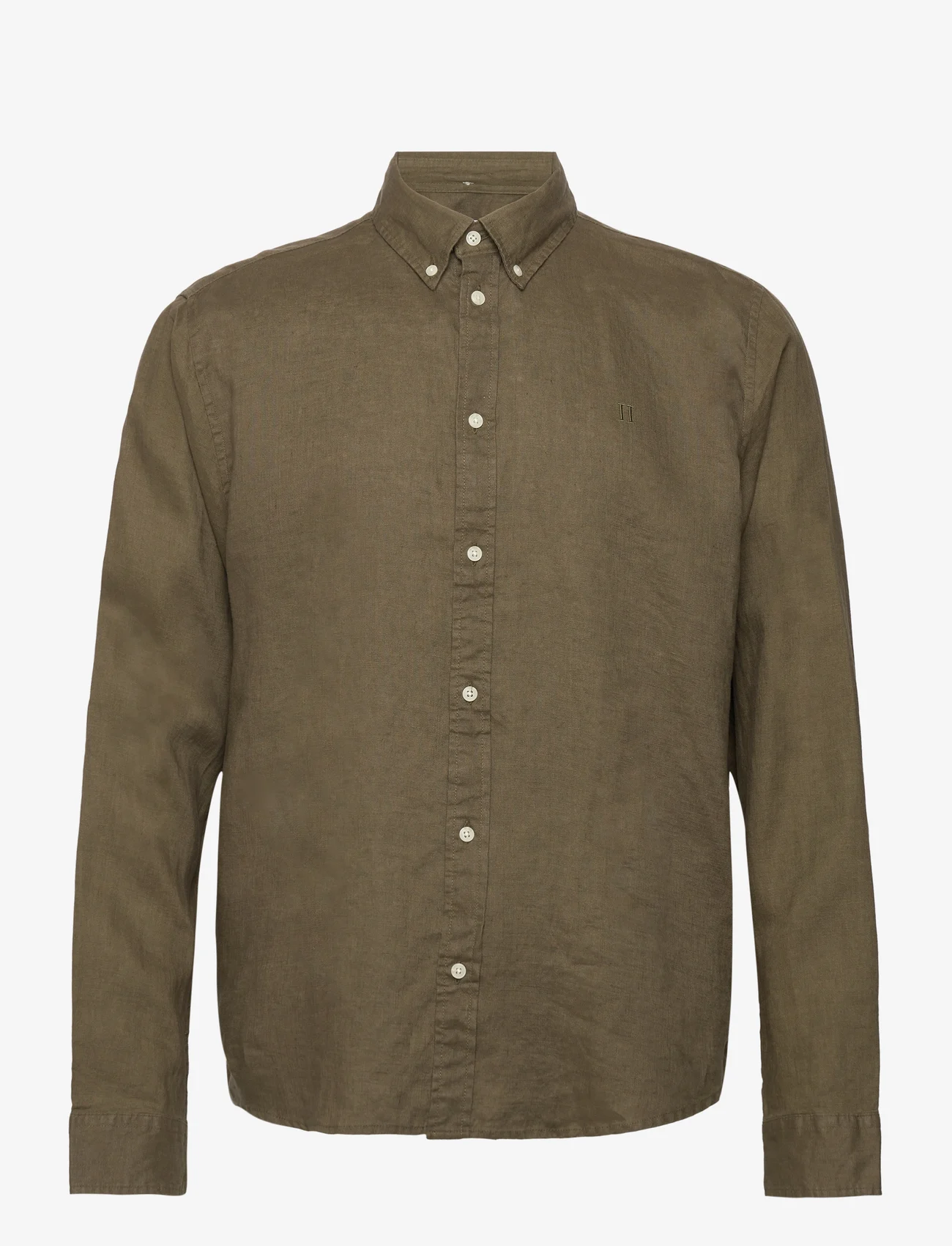 Les Deux - Kristian Linen B.D. Shirt - lininiai marškiniai - olive night - 0