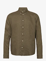 Les Deux - Kristian Linen B.D. Shirt - lininiai marškiniai - olive night - 0