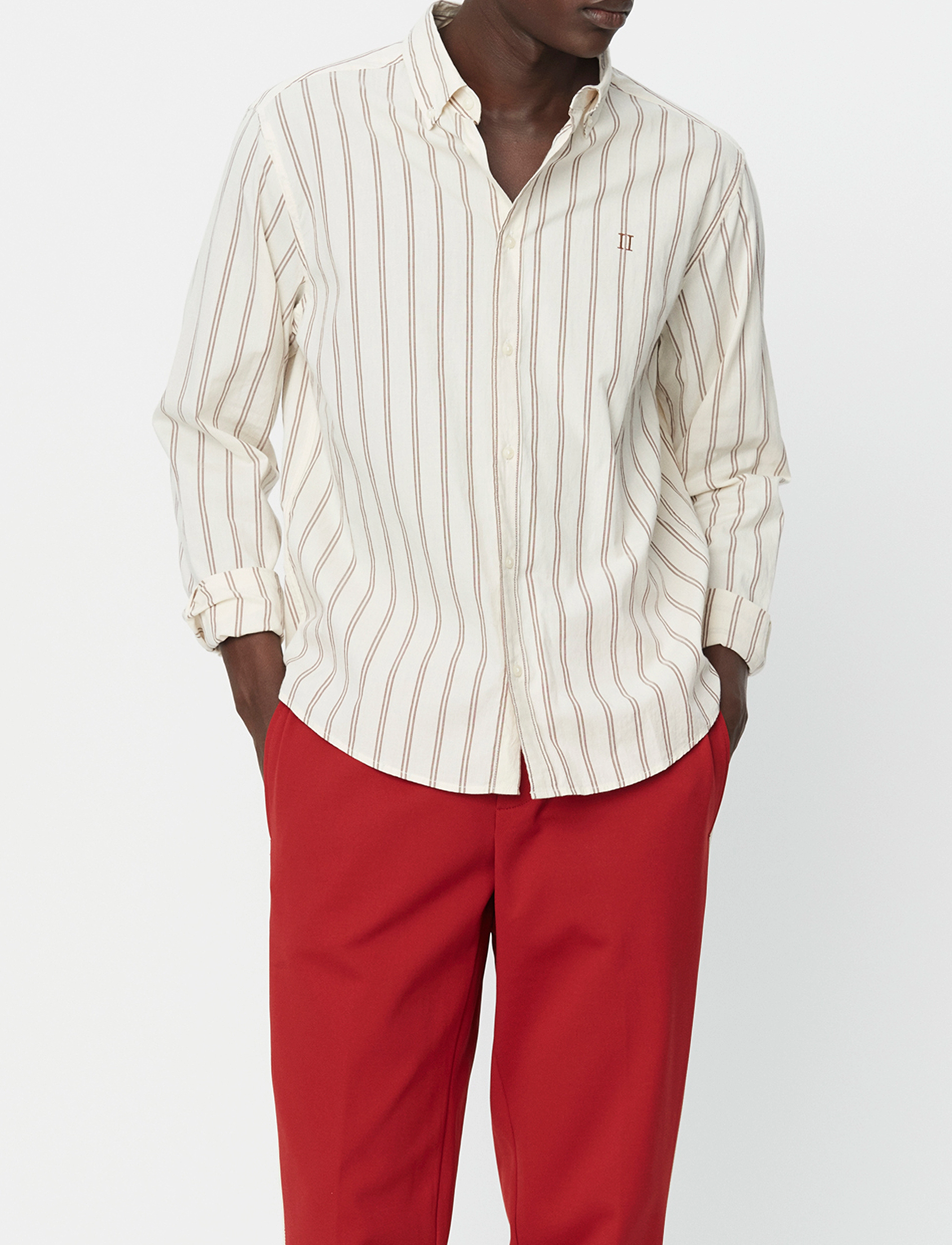 Les Deux - Kristian Stripe Shirt - ivory/warm brown - 2
