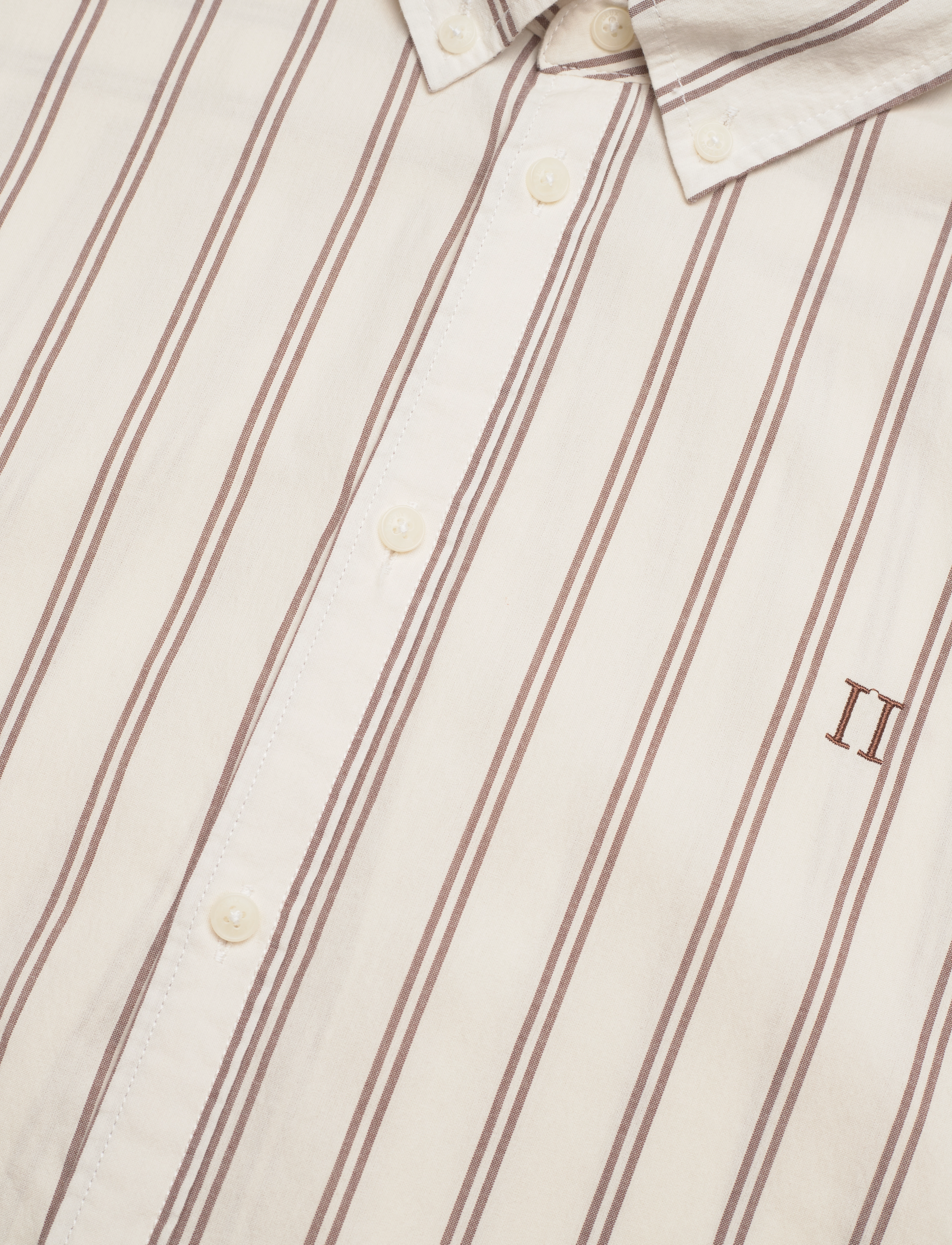 Les Deux - Kristian Stripe Shirt - ivory/warm brown - 4