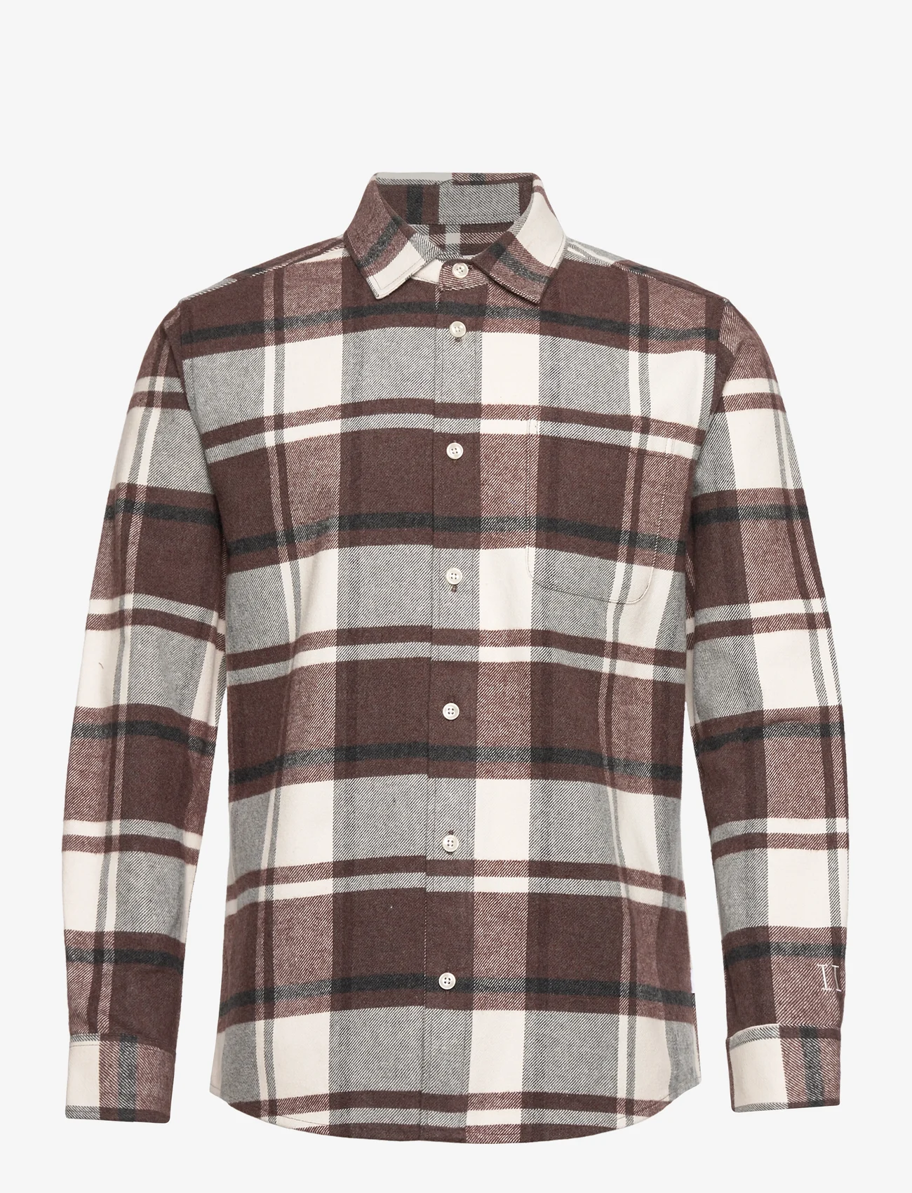Les Deux - Jeremy Flannel Shirt - casual shirts - dusty teak/ivory - 0