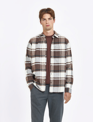 Les Deux - Jeremy Flannel Shirt - casual skjortor - dusty teak/ivory - 2