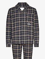 Ludwig Flannel Pyjama Shirt & Pants - DARK NAVY/DARK SAND