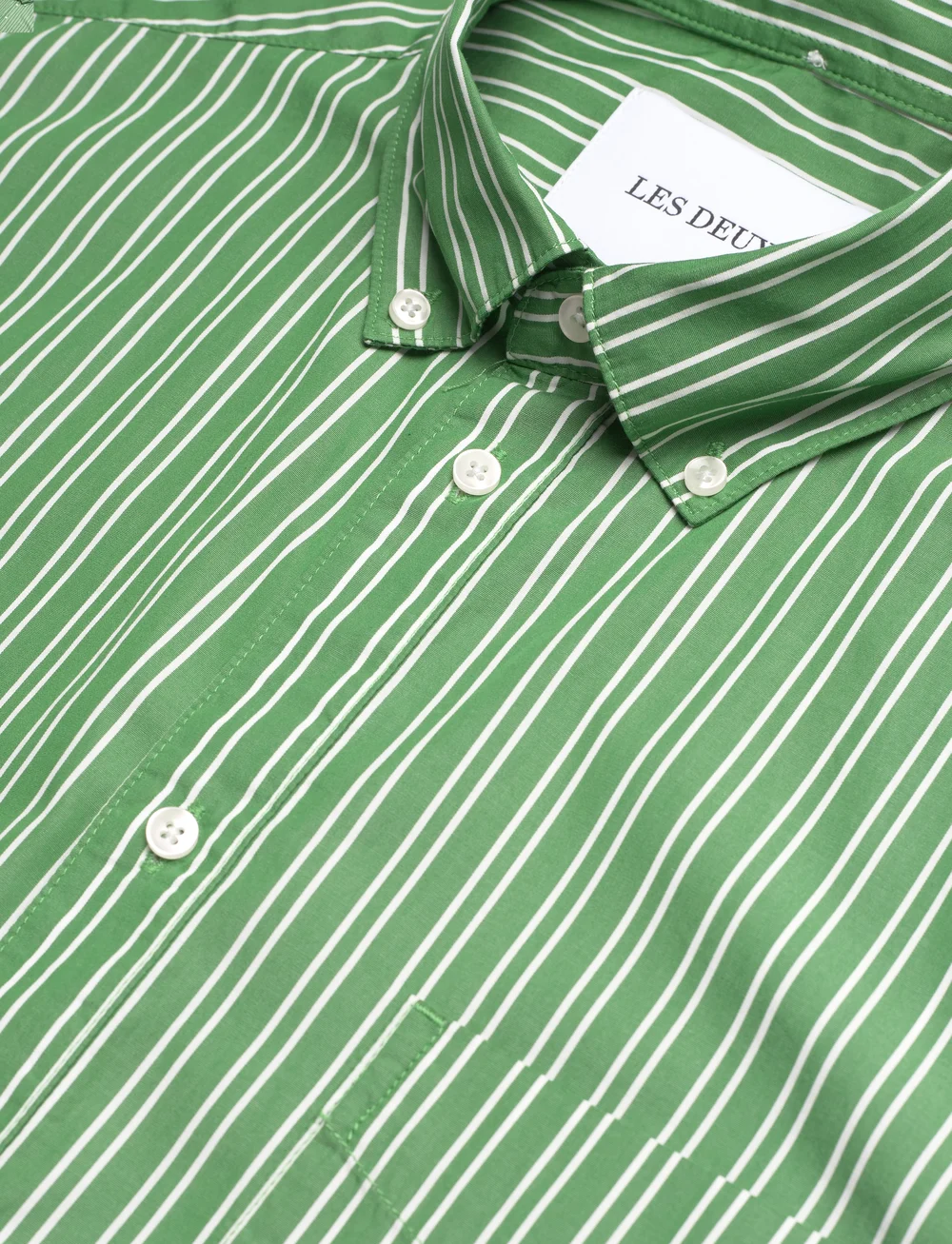 Les Deux - Kent Poplin Shirt - röndóttar skyrtur - light ivory/vintage green - 3